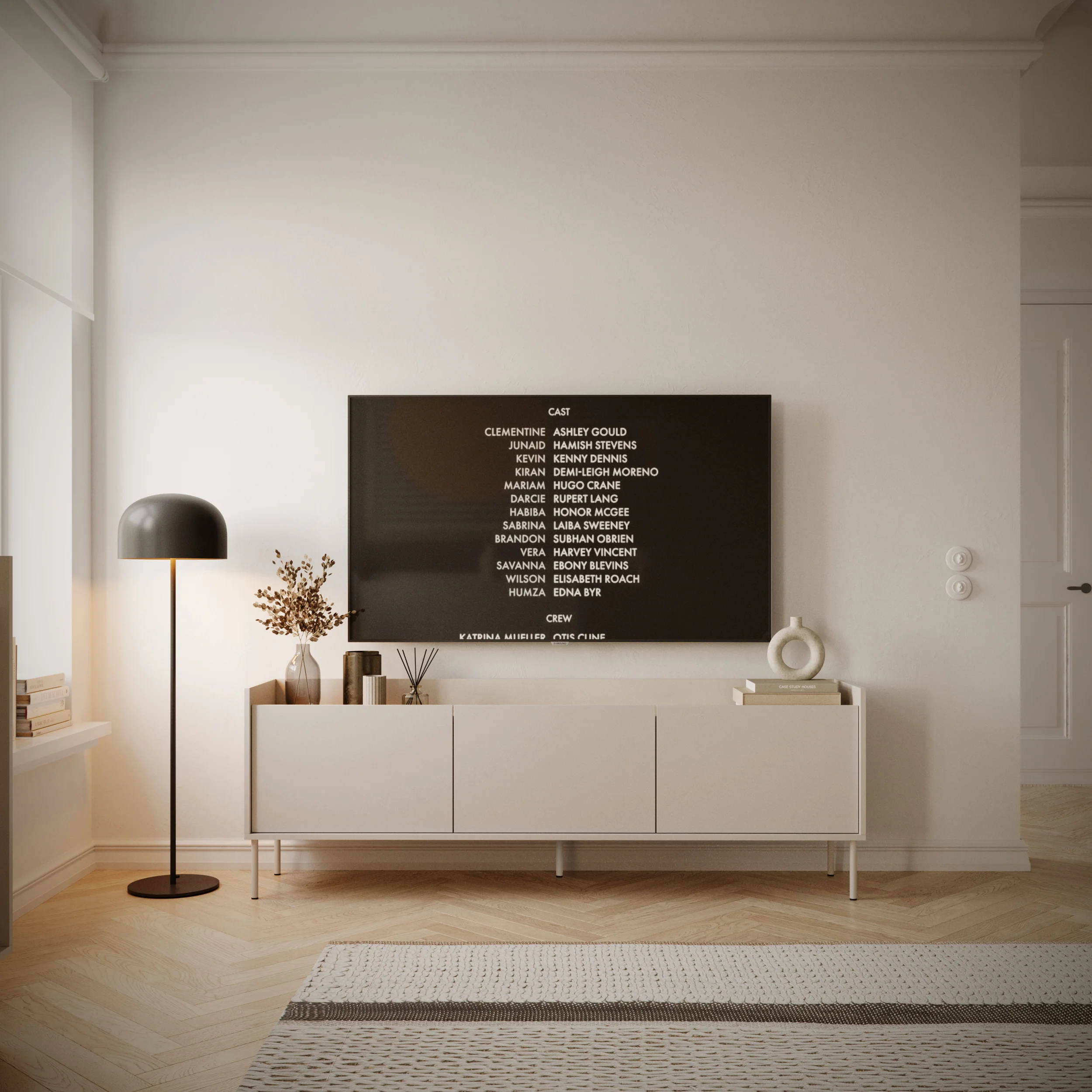 Szafka RTV Tovi trzydrzwiowa 175 cm kaszmir/dąb lindberg - Image 6