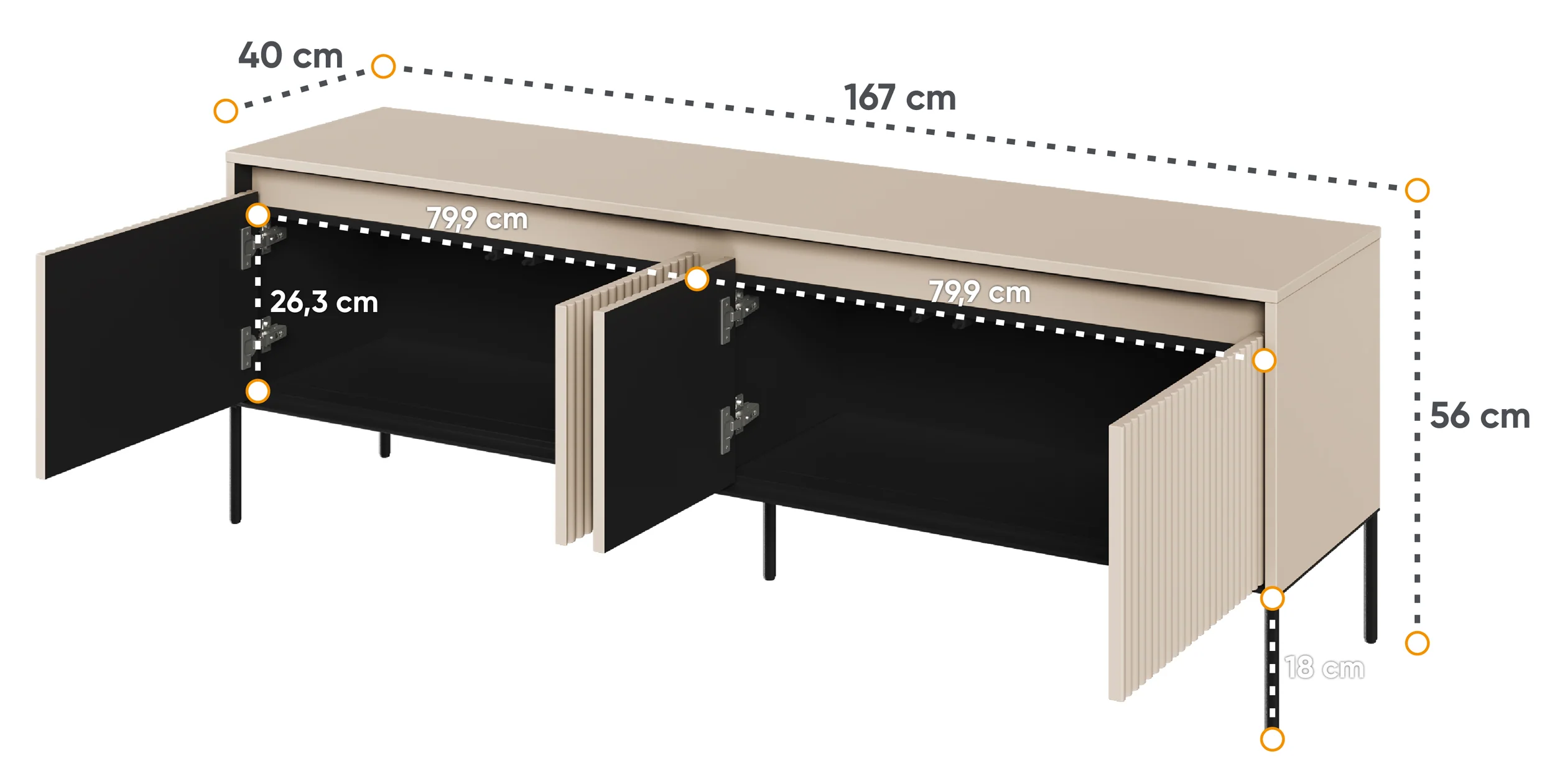 Szafka RTV Trend 167 cm z LED Beżowa - Image 5
