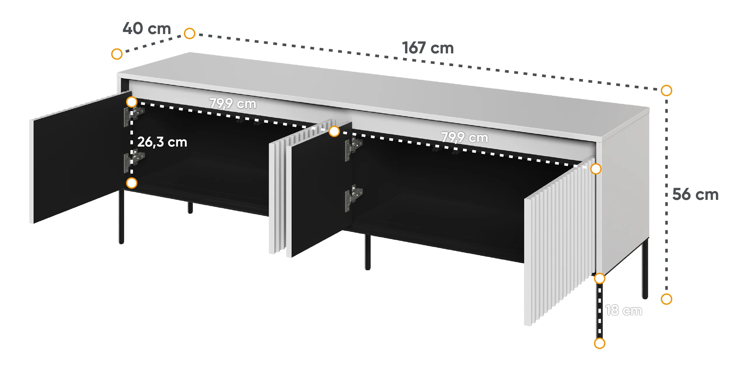 Szafka RTV Trend 167 cm z LED Biała - Image 4