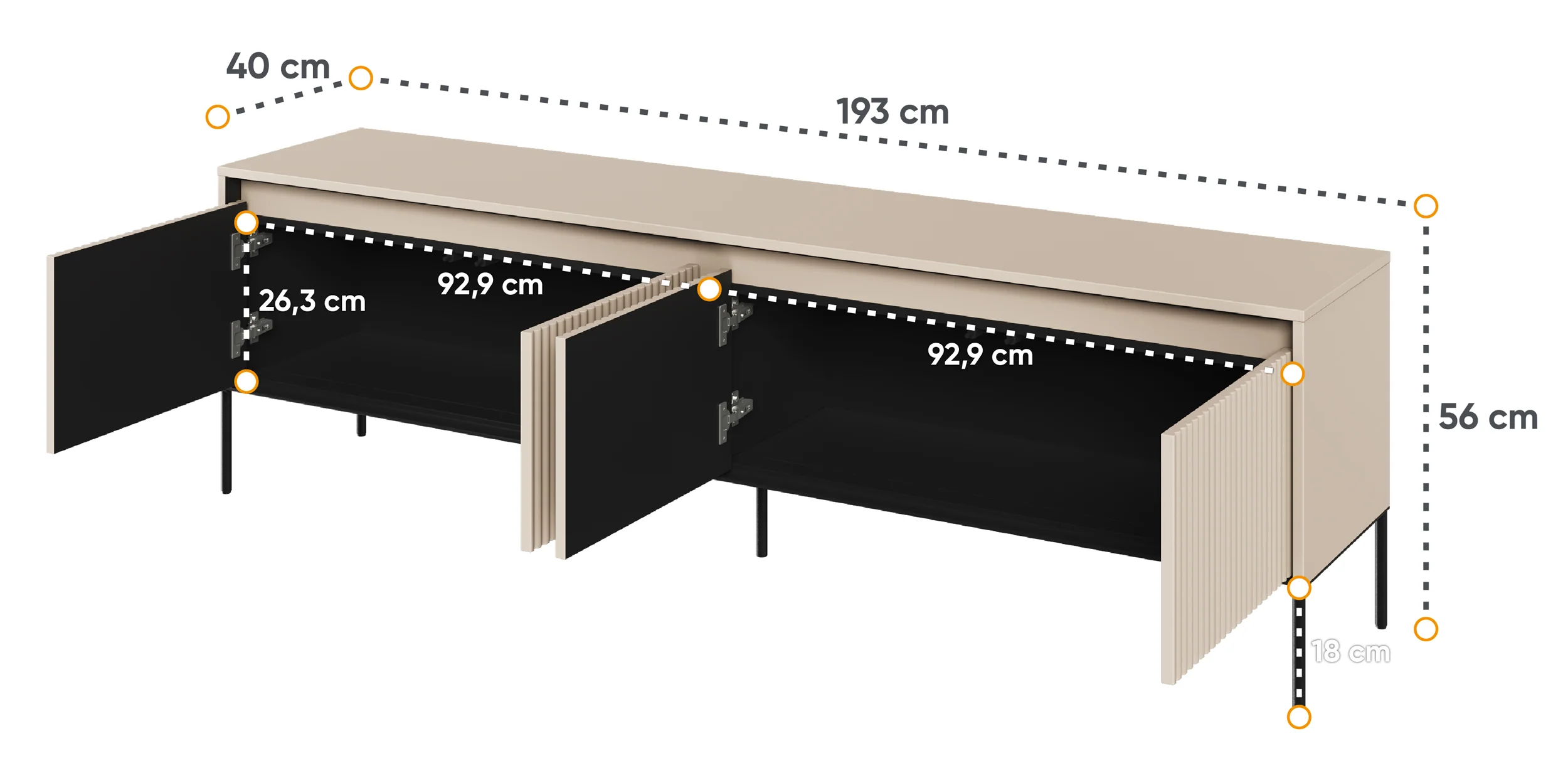 Szafka RTV Trend 193 cm z LED Beżowa - Image 4