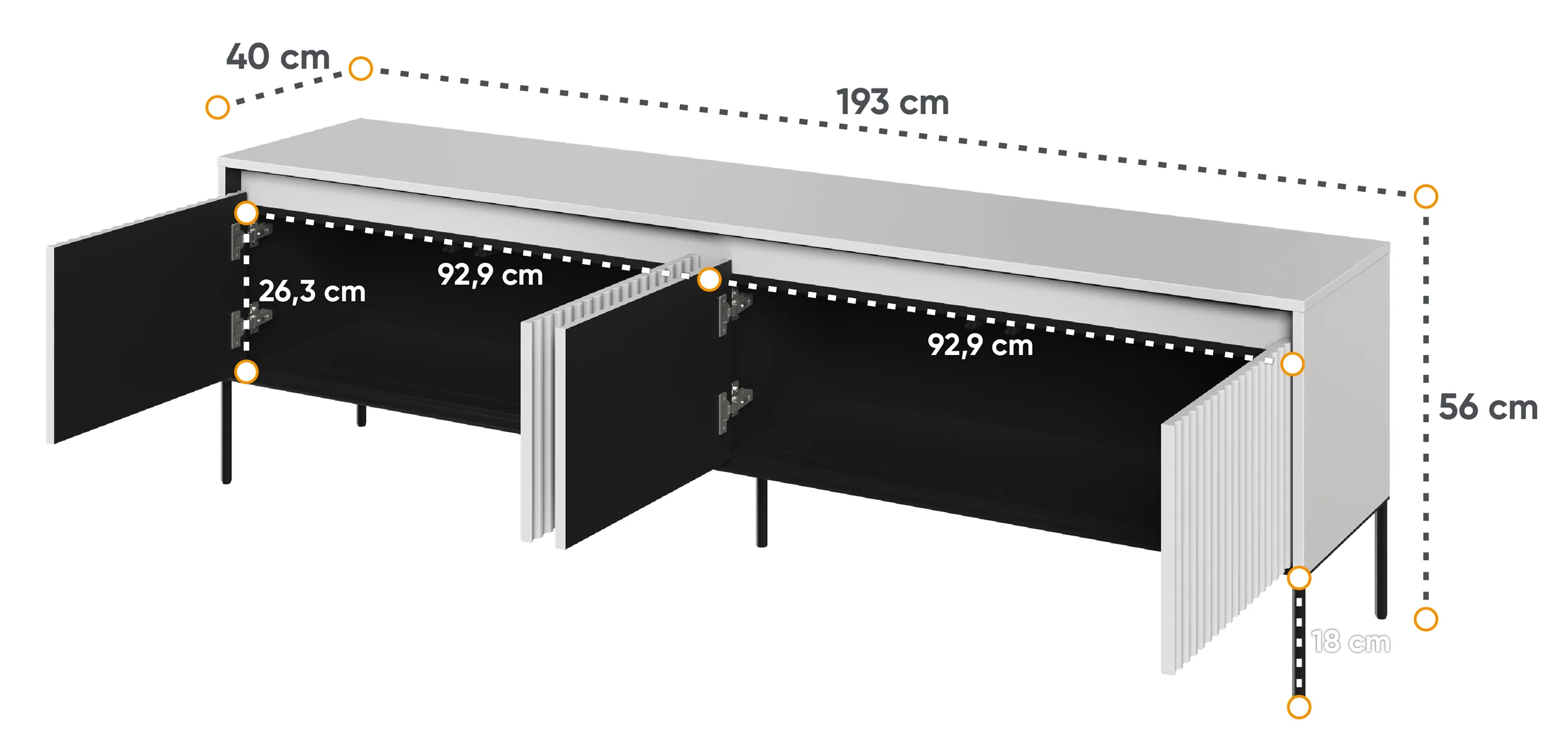 Szafka RTV Trend 193 cm z LED Biała - Image 5