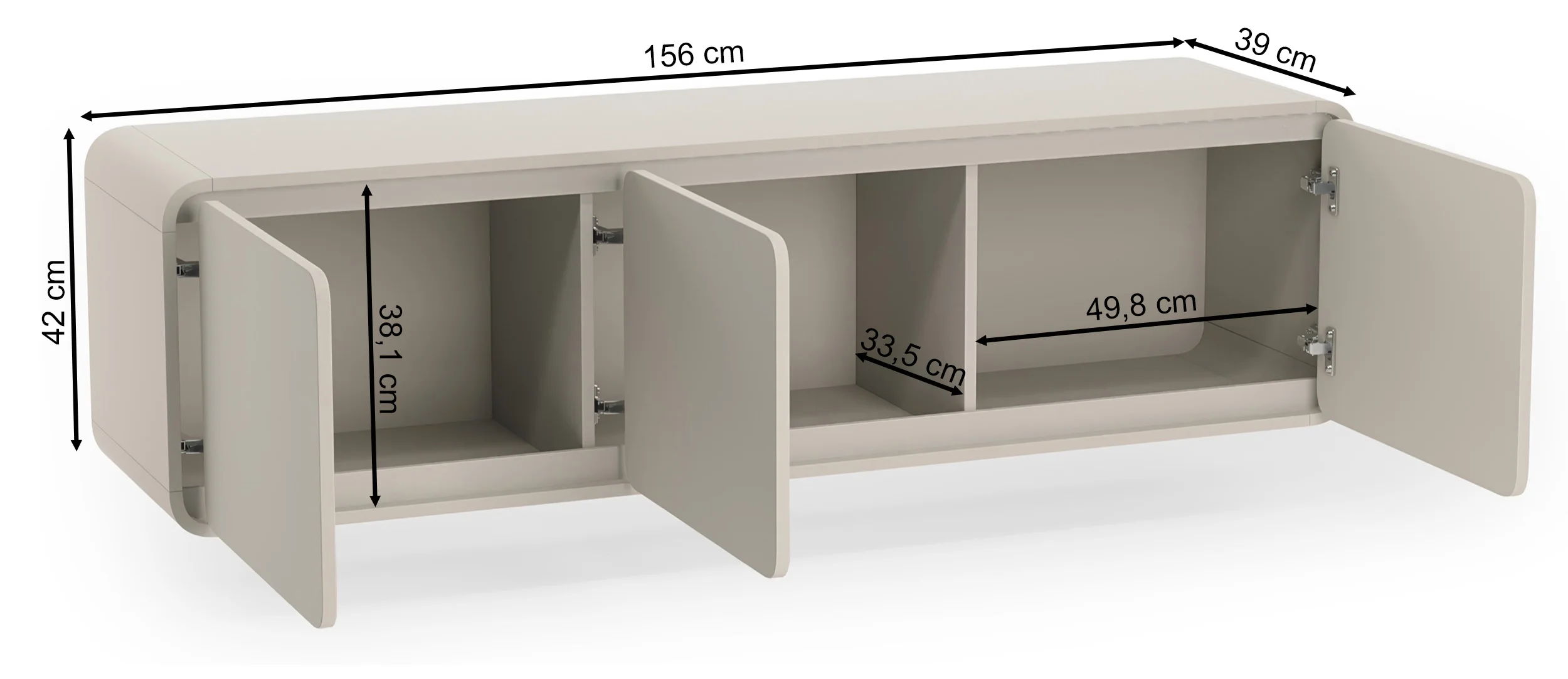 Szafka RTV trzydrzwiowa Lummo wisząca 156 cm kaszmir - Image 8