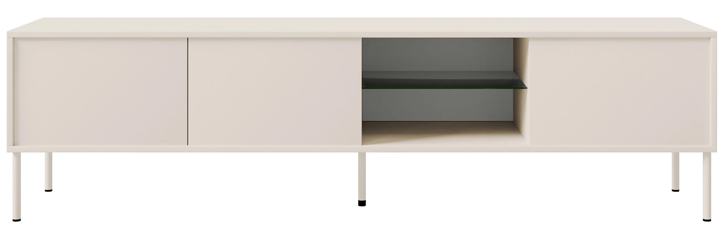 Szafka RTV trzydrzwiowa Modity ze szklaną półką i oświetleniem 175 cm kaszmir - Image 3