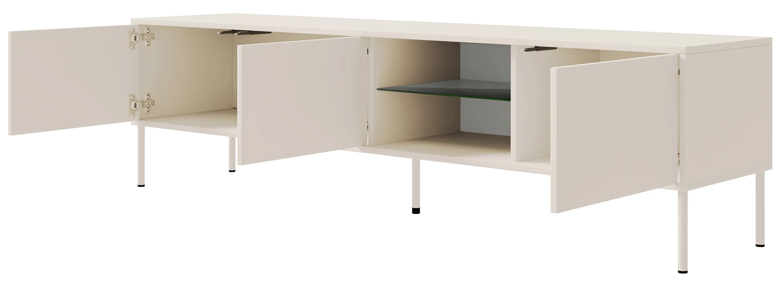 Szafka RTV trzydrzwiowa Modity ze szklaną półką i oświetleniem 175 cm kaszmir - Image 5