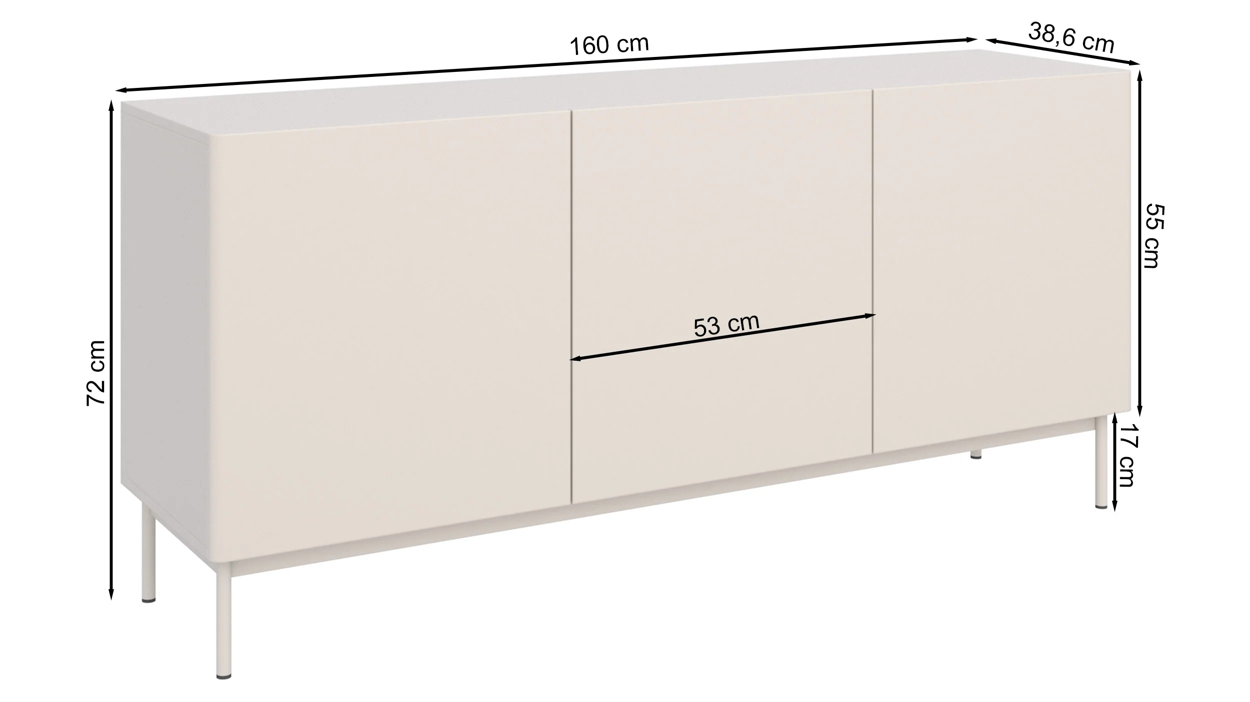 Szafka RTV trzydrzwiowa Olio wysoka 160 cm kaszmir - Image 6