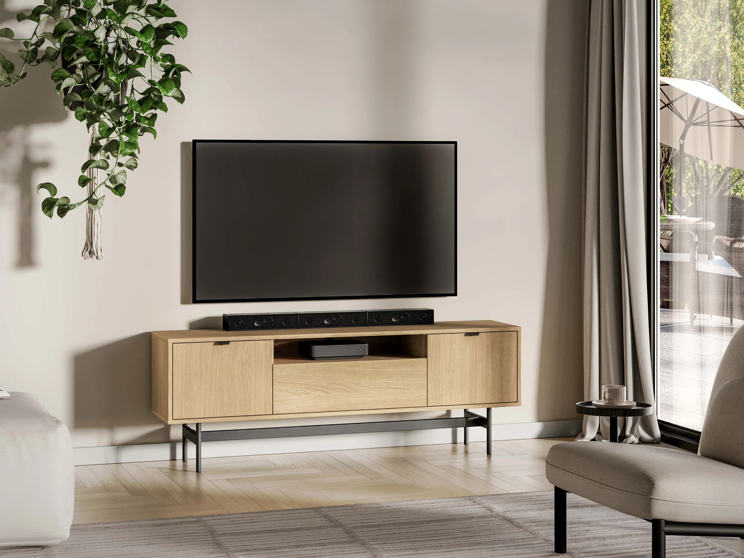Szafka RTV trzydrzwiowa Heggers 150 cm dąb mavelie - Image 2