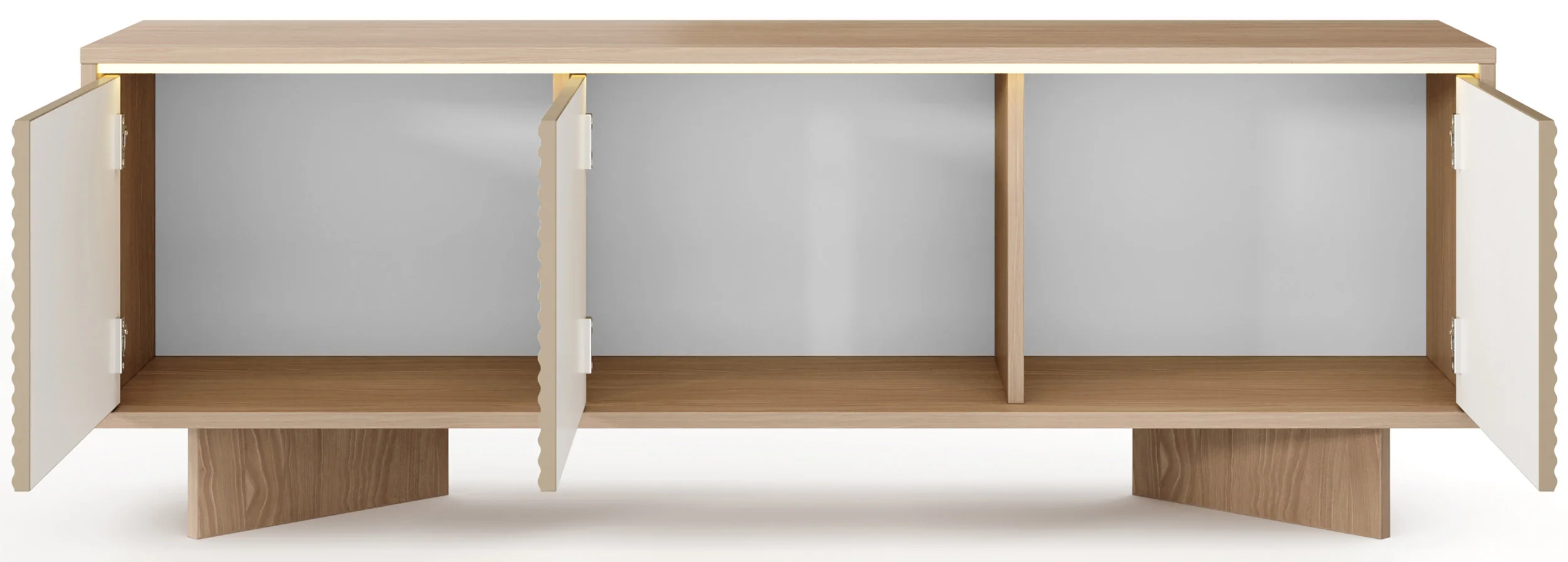 Szafka RTV trzydrzwiowa Semi z oświetleniem LED 154 cm bolivar naturalny/cappuccino - Image 6