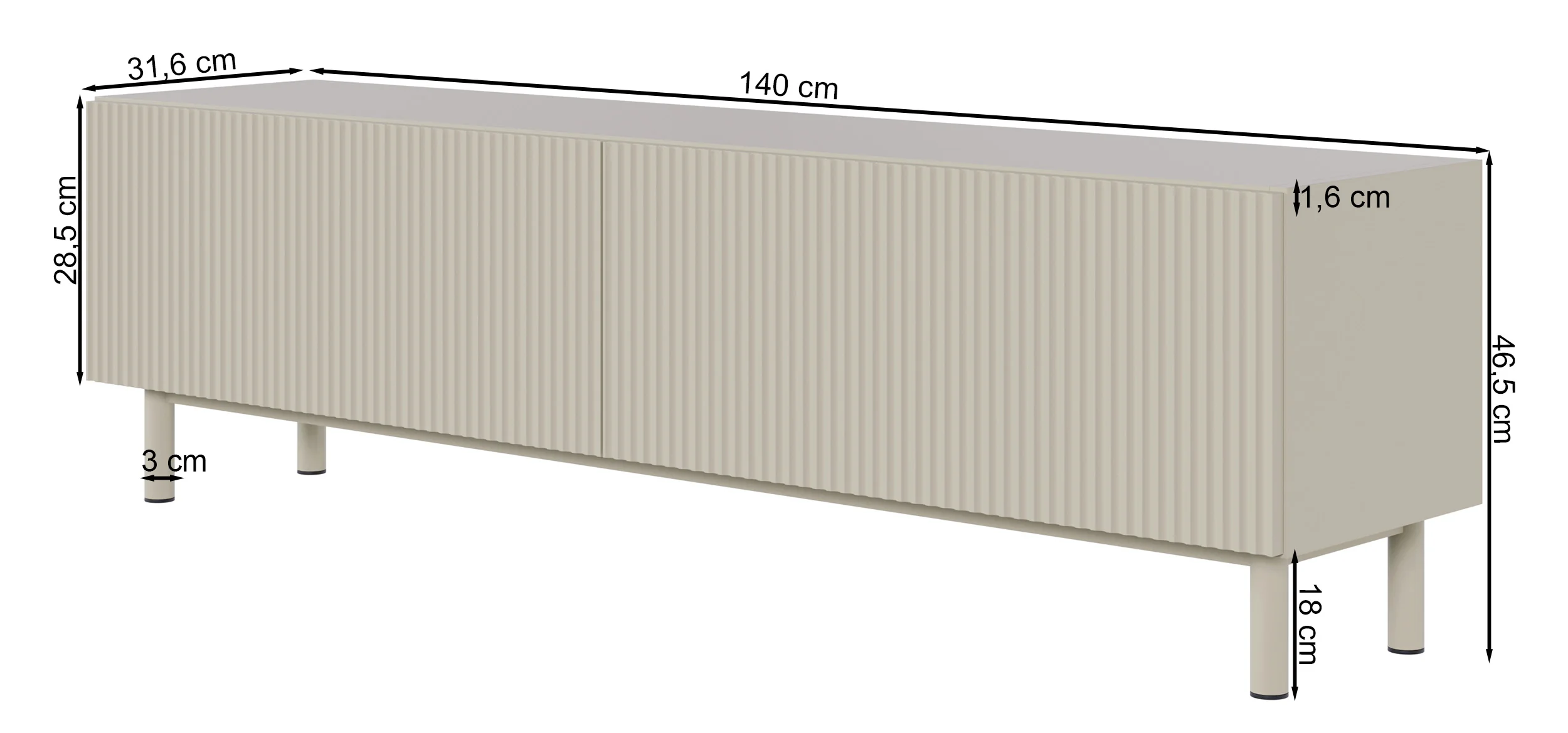 Szafka RTV Veldio New z frezowanym frontem 140 cm czarna - Image 10