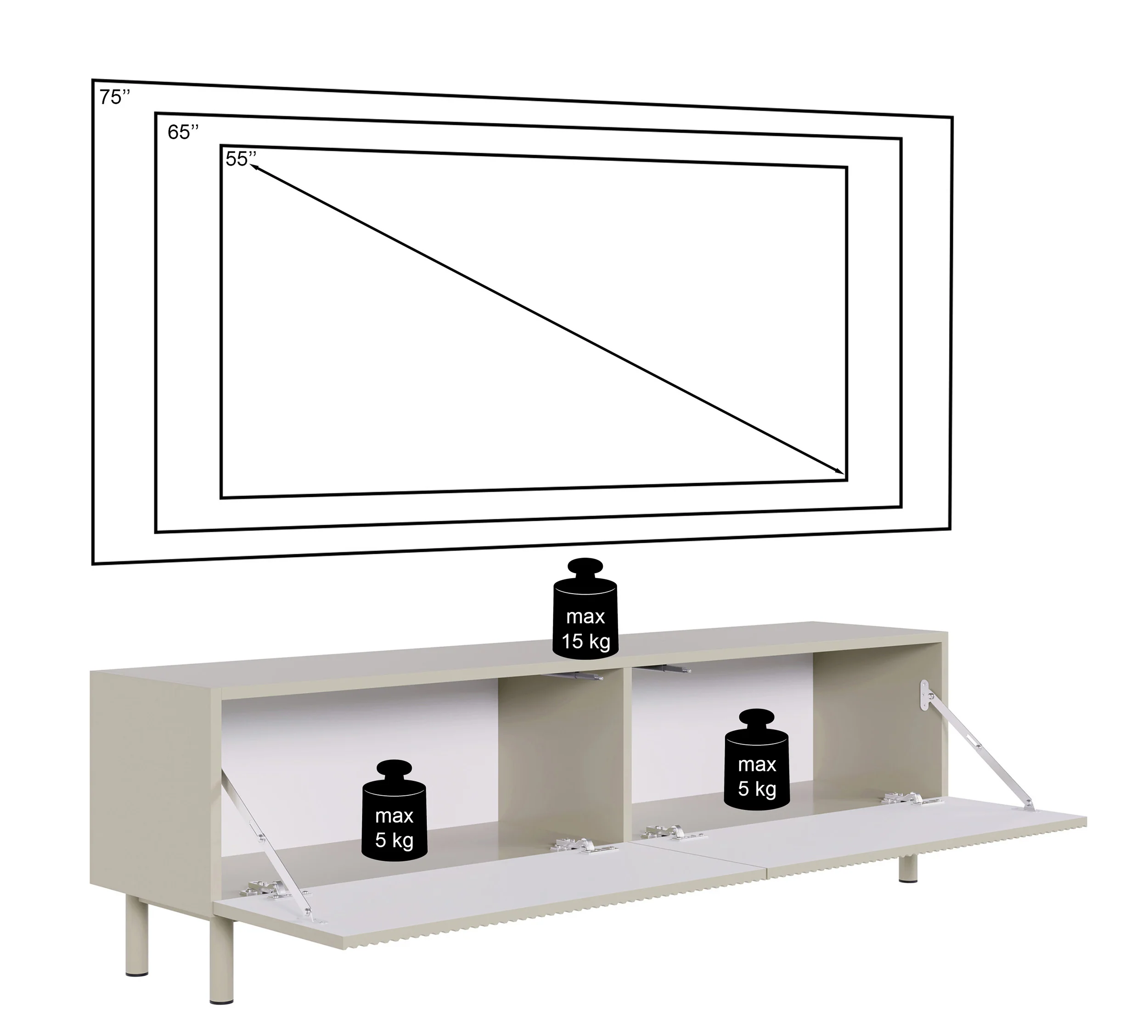 Szafka RTV Veldio New z frezowanym frontem 140 cm czarna - Image 12