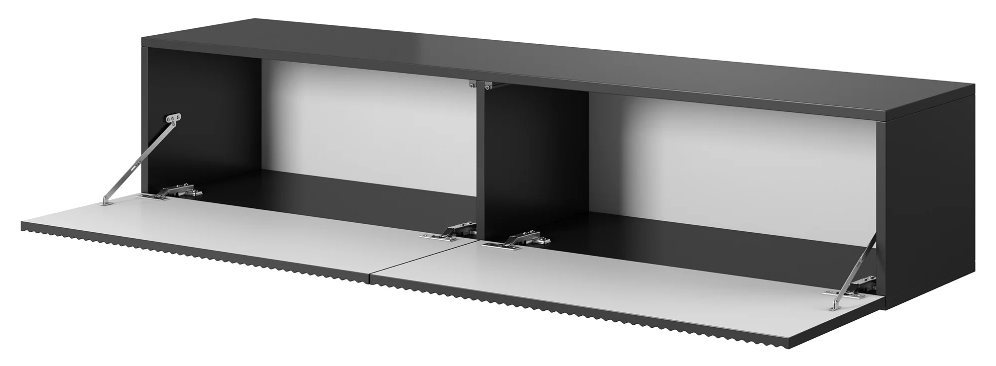 Szafka RTV Veldio z frezowanym frontem 140 cm Czarna wisząca - Image 3
