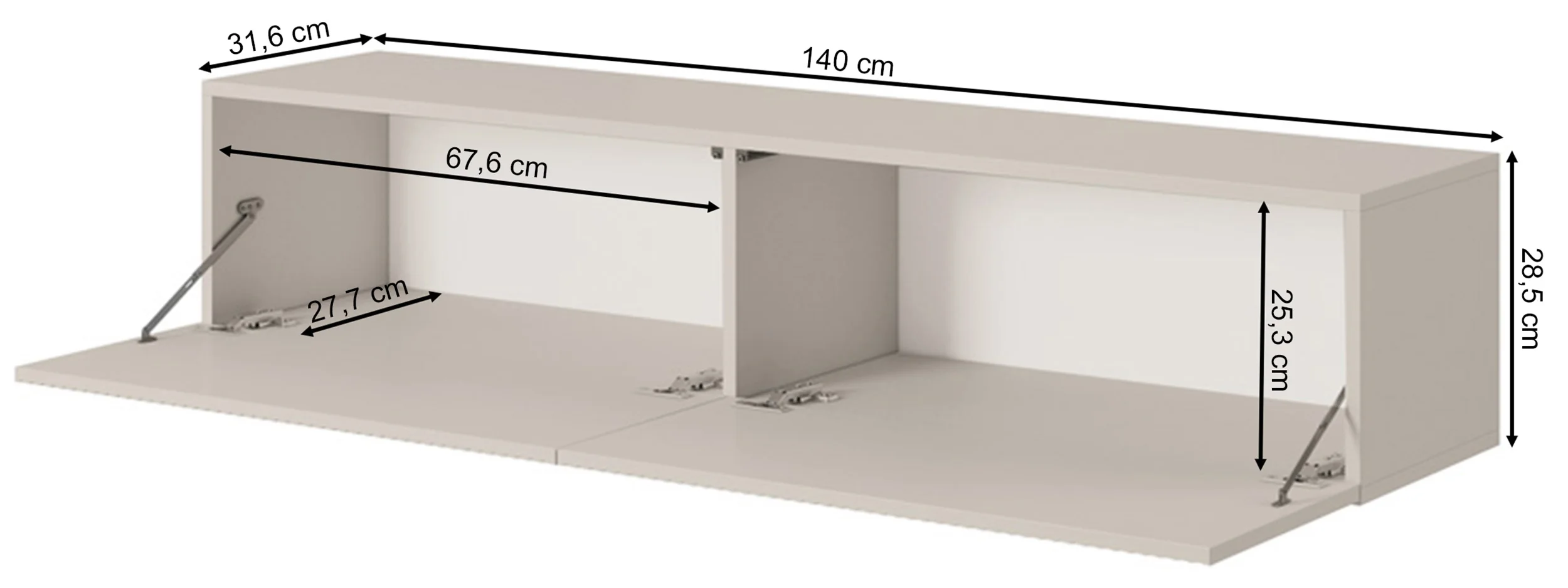 Szafka RTV Veldio z frezowanym frontem 140 cm Szary beż wisząca - Image 8