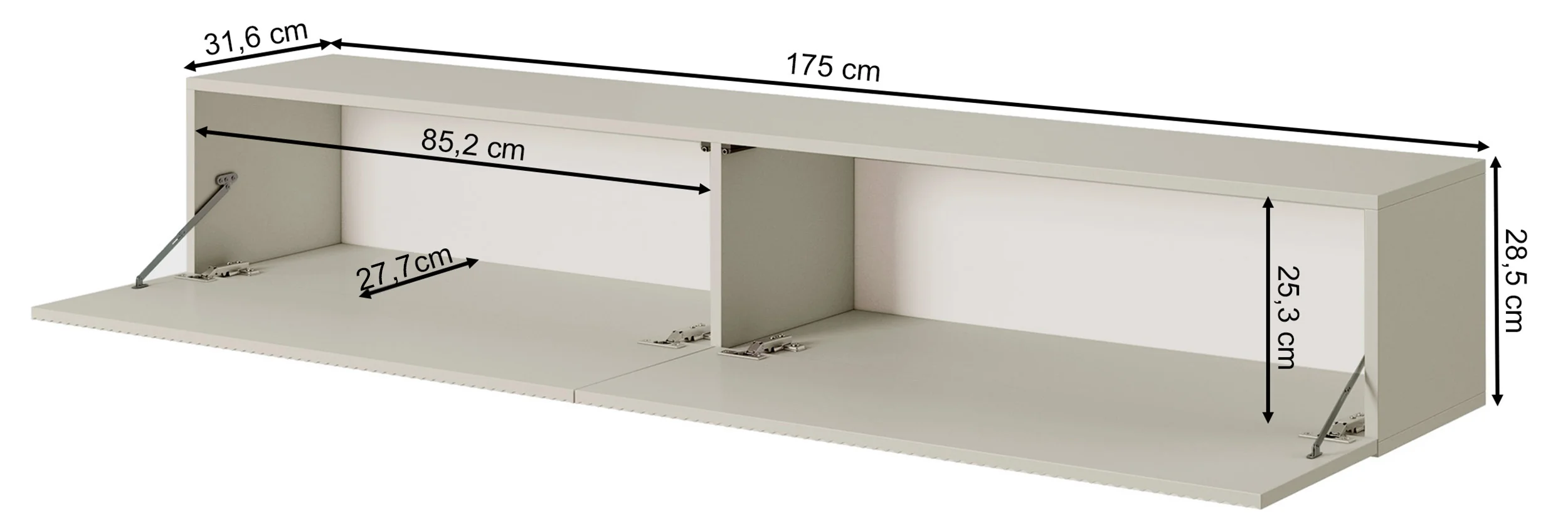 Szafka RTV Veldio z frezowanym frontem 175 cm Szary beż wisząca - Image 7