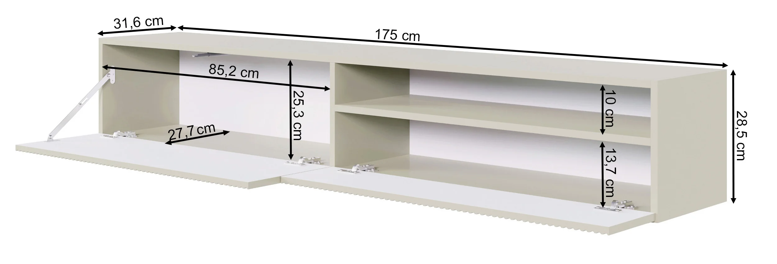 Szafka RTV Veldio z frezowanym frontem z wnęką 175 cm Szary beż wisząca - Image 8