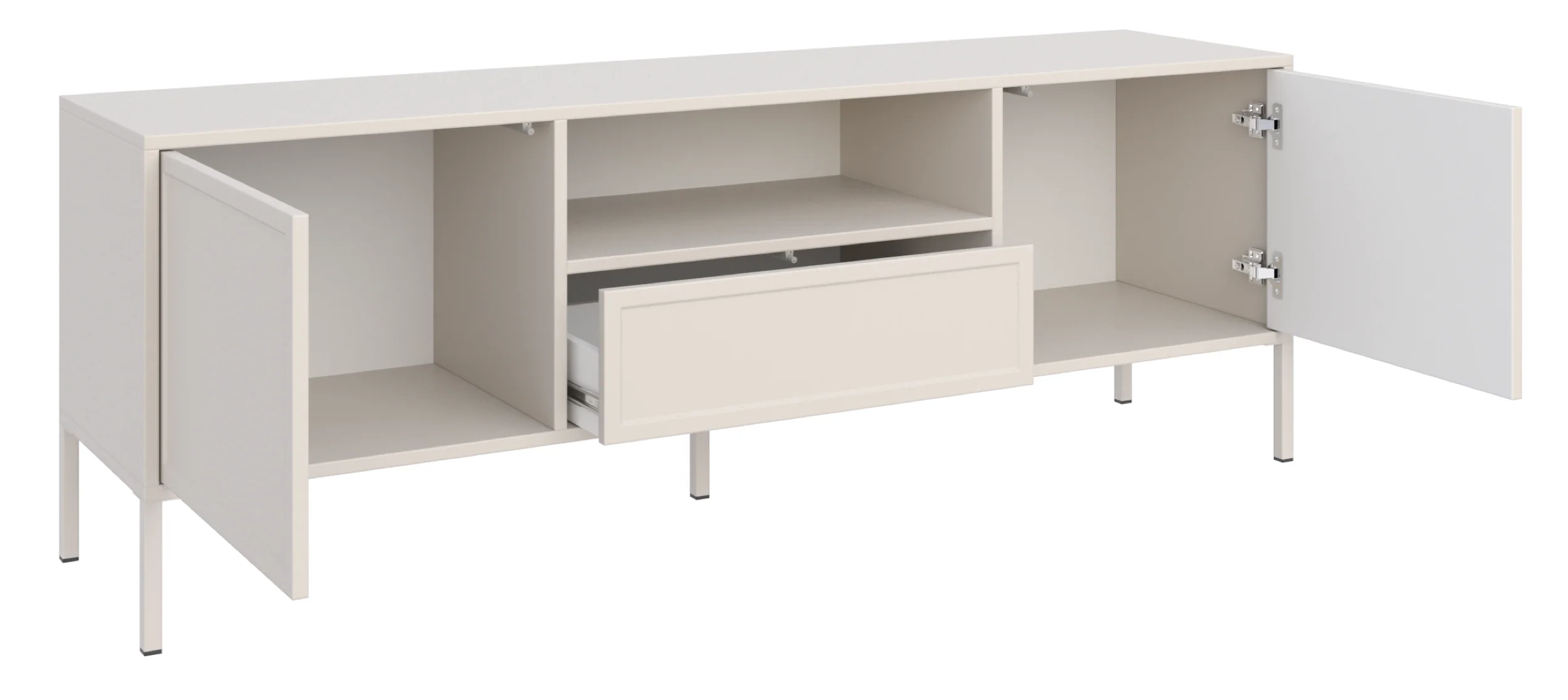 Szafka RTV Velveto dwudrzwiowa z szufladą i wnęką 160 cm kaszmir - Image 3