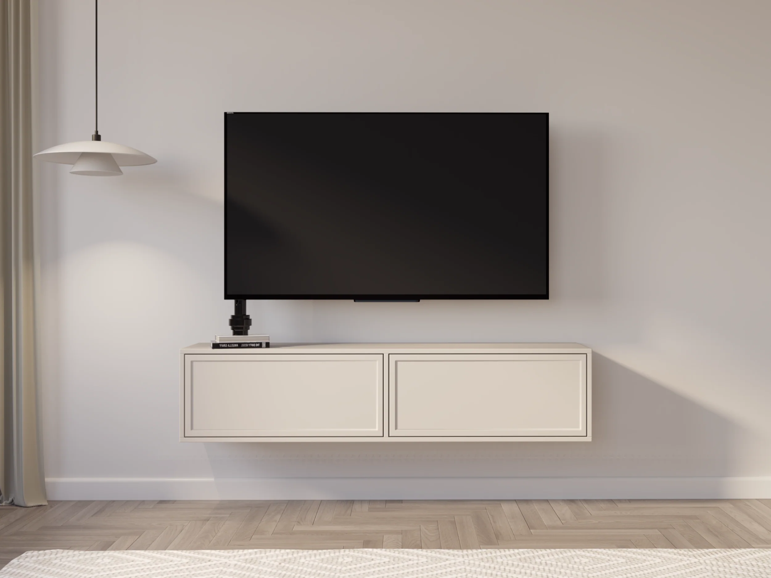 Szafka RTV Velveto wisząca z dwiema klapami 140 cm kaszmir - Image 2
