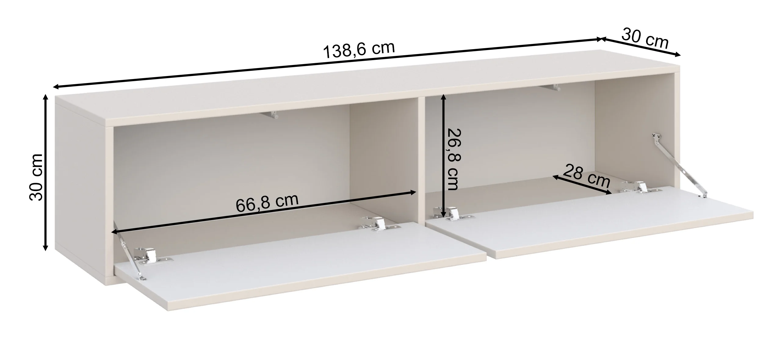 Szafka RTV Velveto wisząca z dwiema klapami 140 cm kaszmir - Image 6