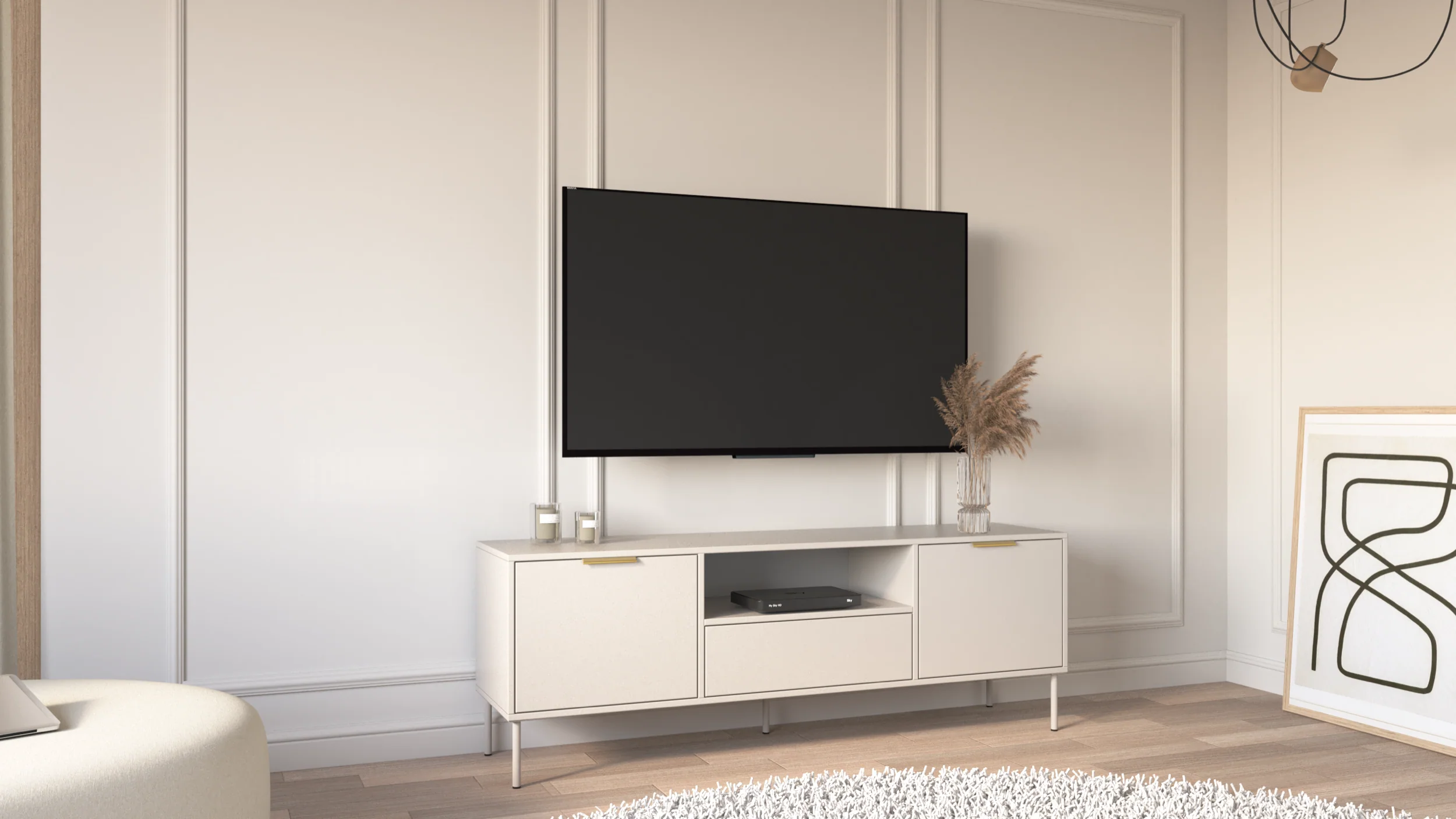 Szafka RTV Vena dwudrzwiowa z szufladą i wnęką 160 cm kaszmir - Image 4