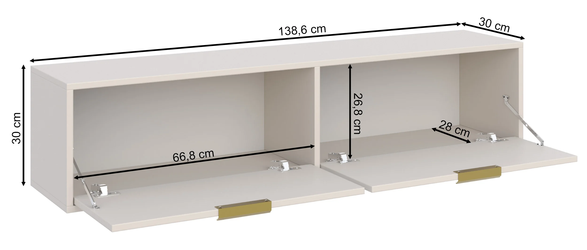 Szafka RTV Vena wisząca z dwiema klapami 140 cm kaszmir - Image 6