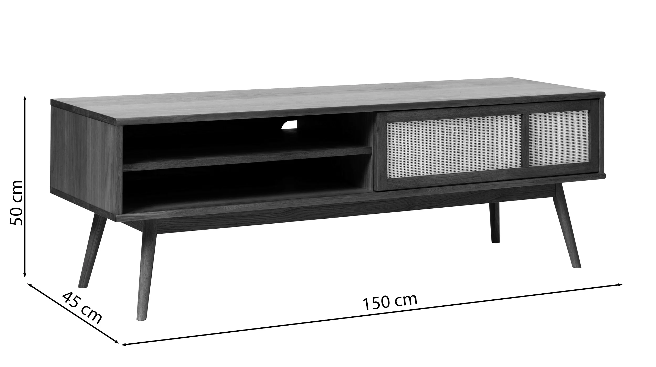 Szafka RTV Visimmy 150 cm dąb/plecionka - Image 5