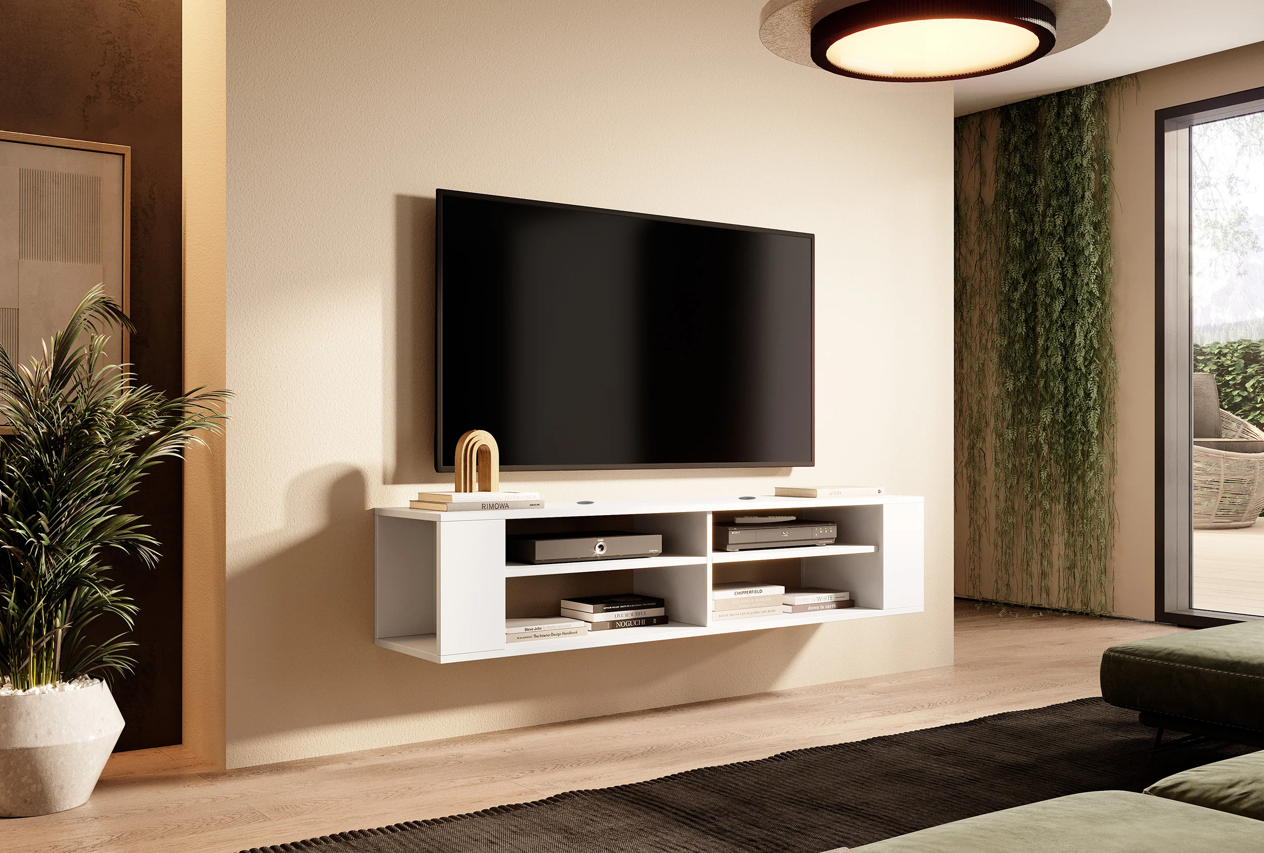 Szafka RTV Wall 140 cm Biały - Image 6