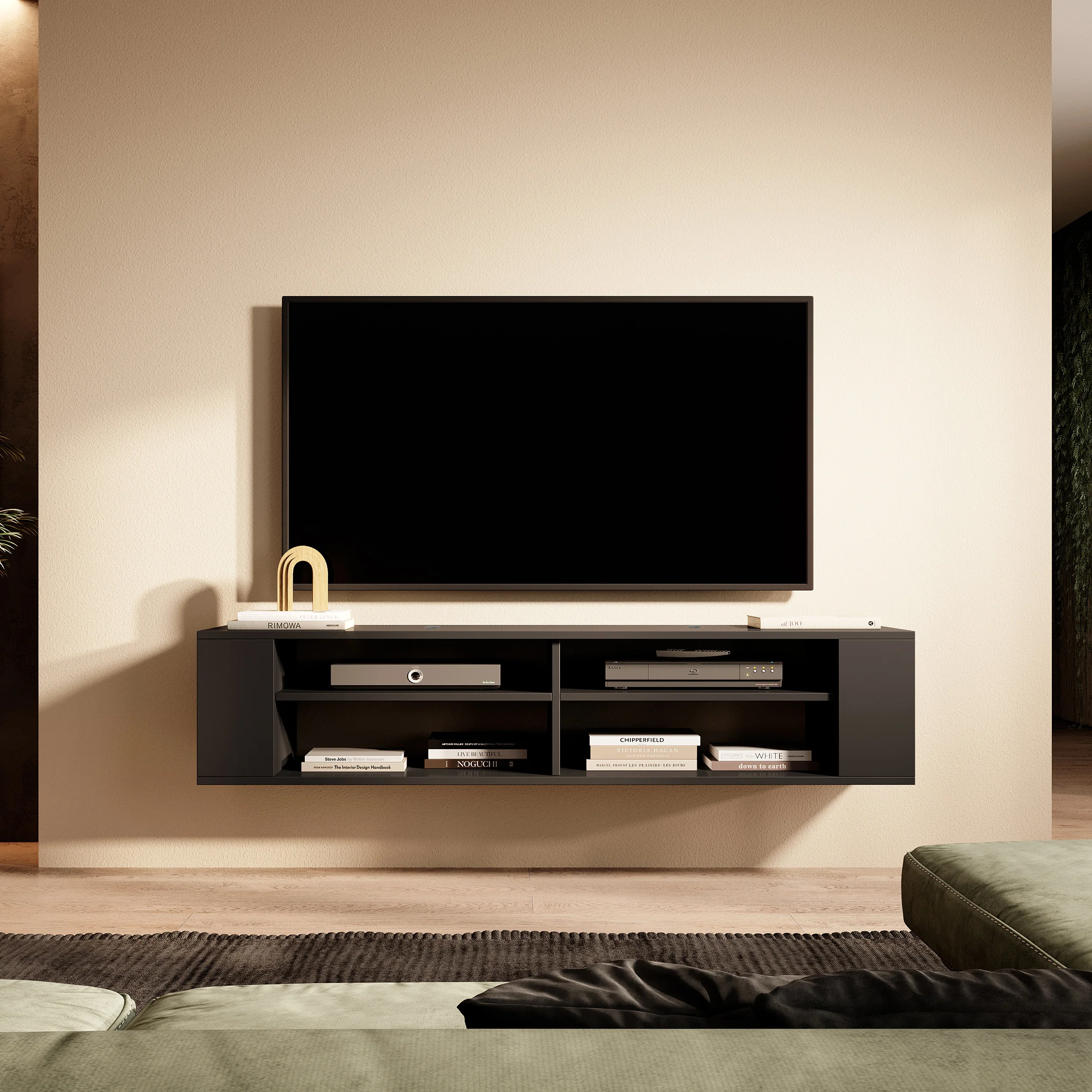 Szafka RTV Wall 140 cm Czarny - Image 5