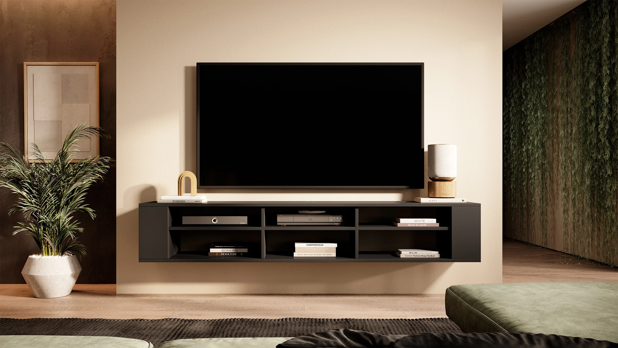 Szafka RTV Wall 175 cm Czarny - Image 4