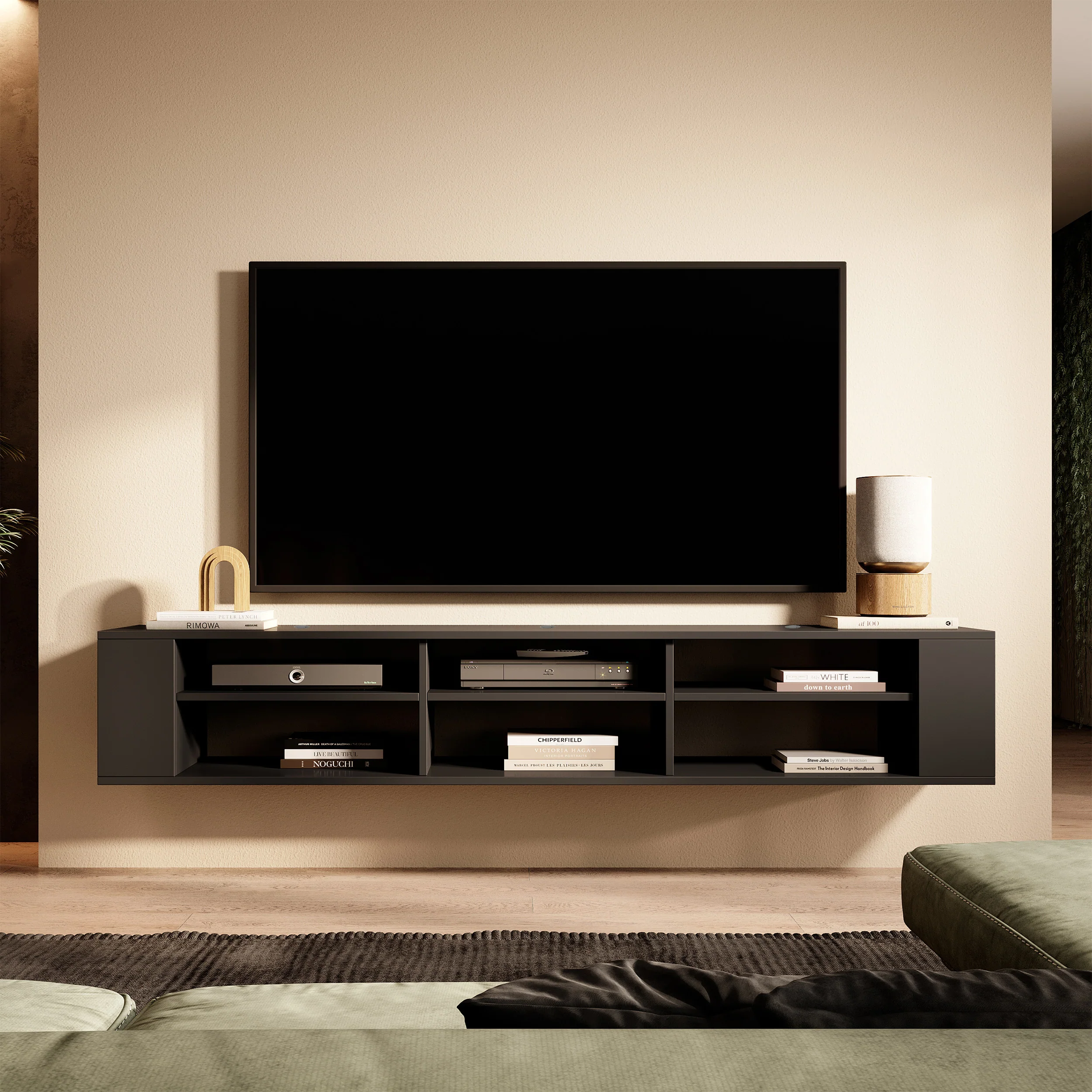 Szafka RTV Wall 175 cm Czarny - Image 5