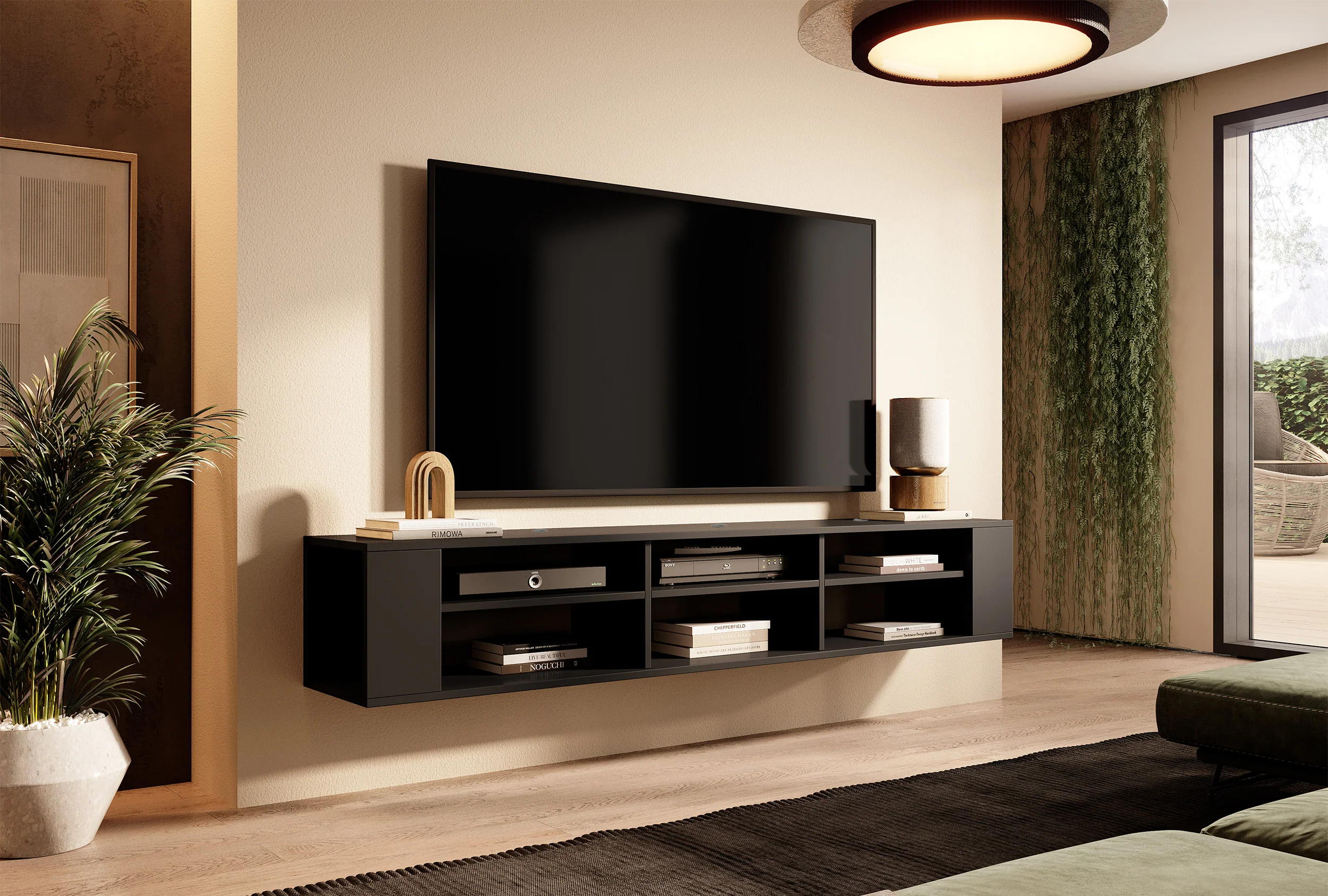 Szafka RTV Wall 175 cm Czarny - Image 6