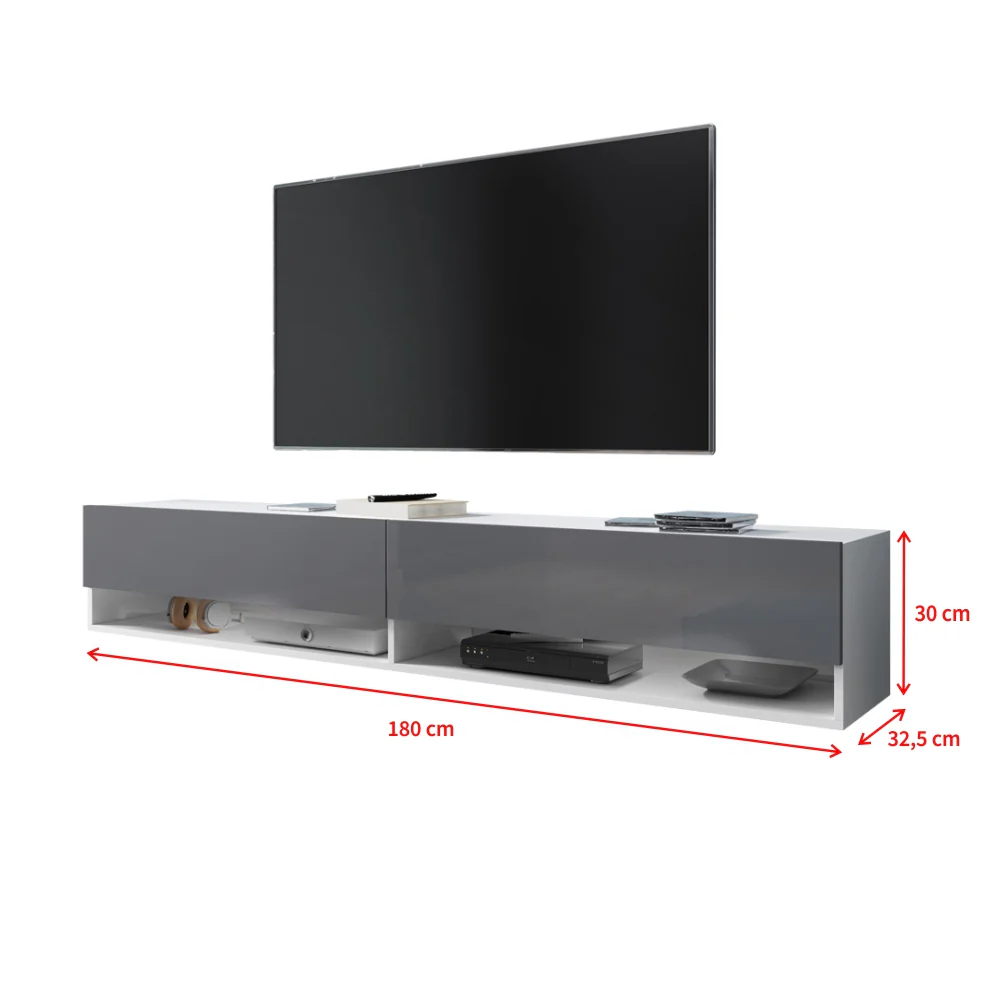 Szafka RTV Wander 180 cm Dąb wotan / Czarny połysk - Image 3