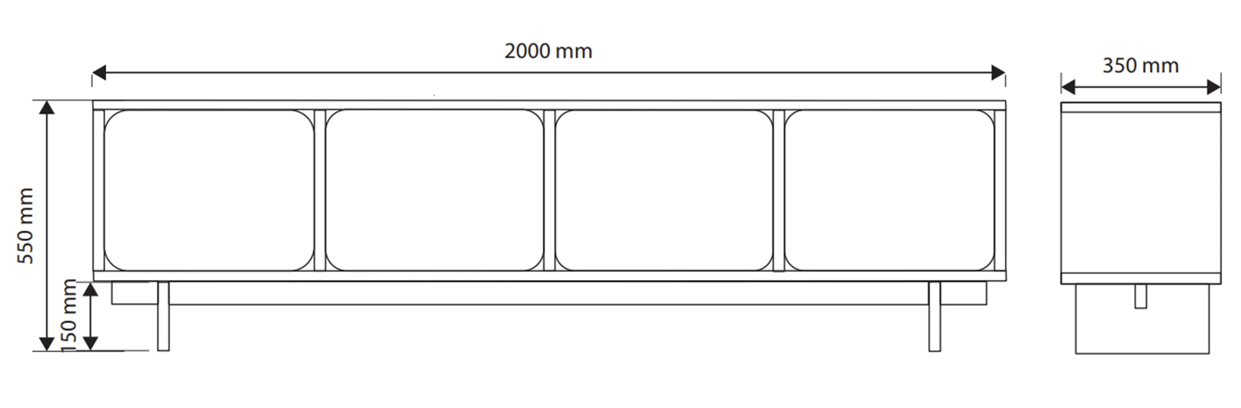 Szafka RTV Wuwu z czterema szafkami 200 cm szarobeżowa - Image 8