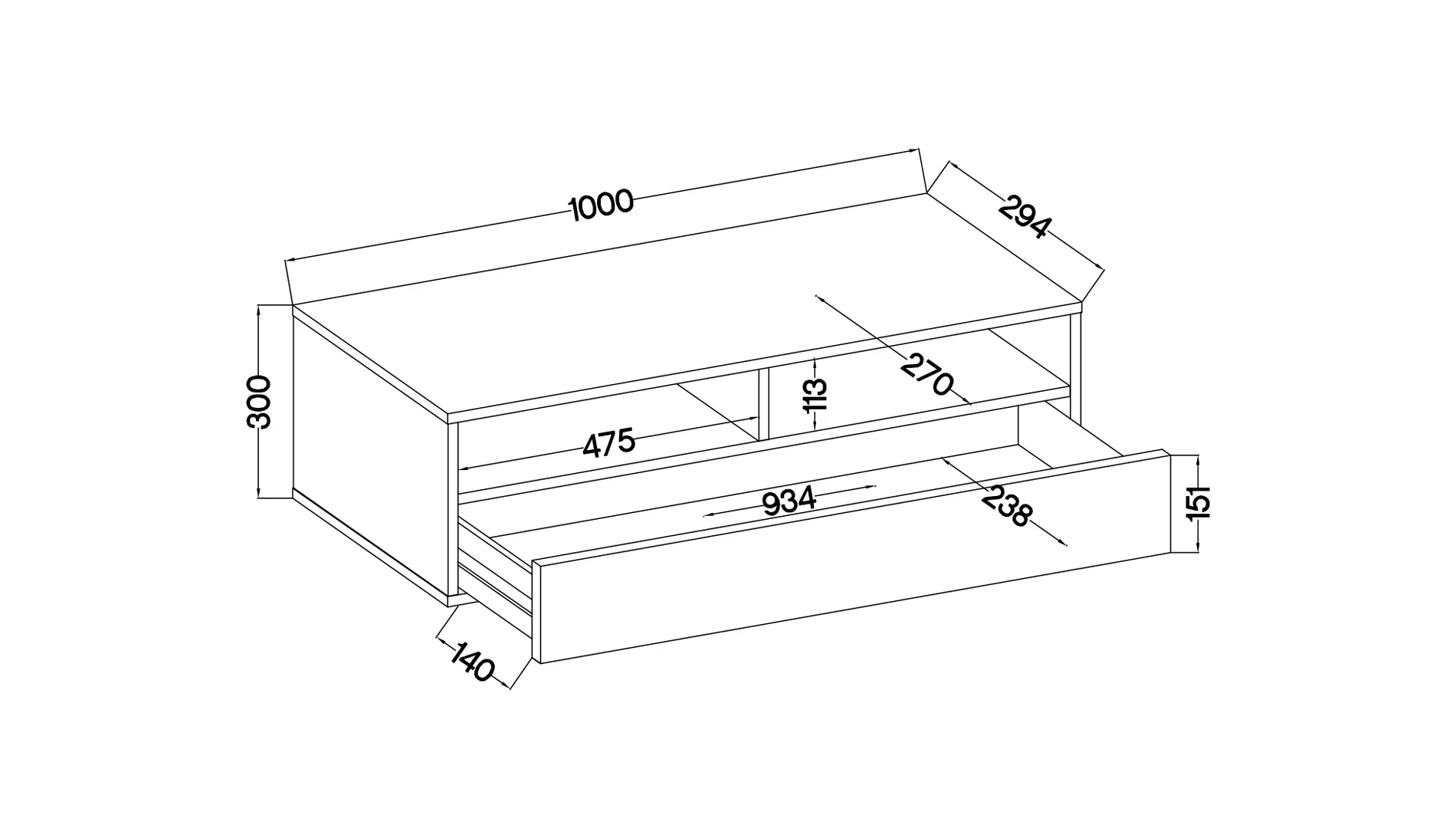 Szafka RTV z szufladą Rednaw 100 cm Beton - Image 9