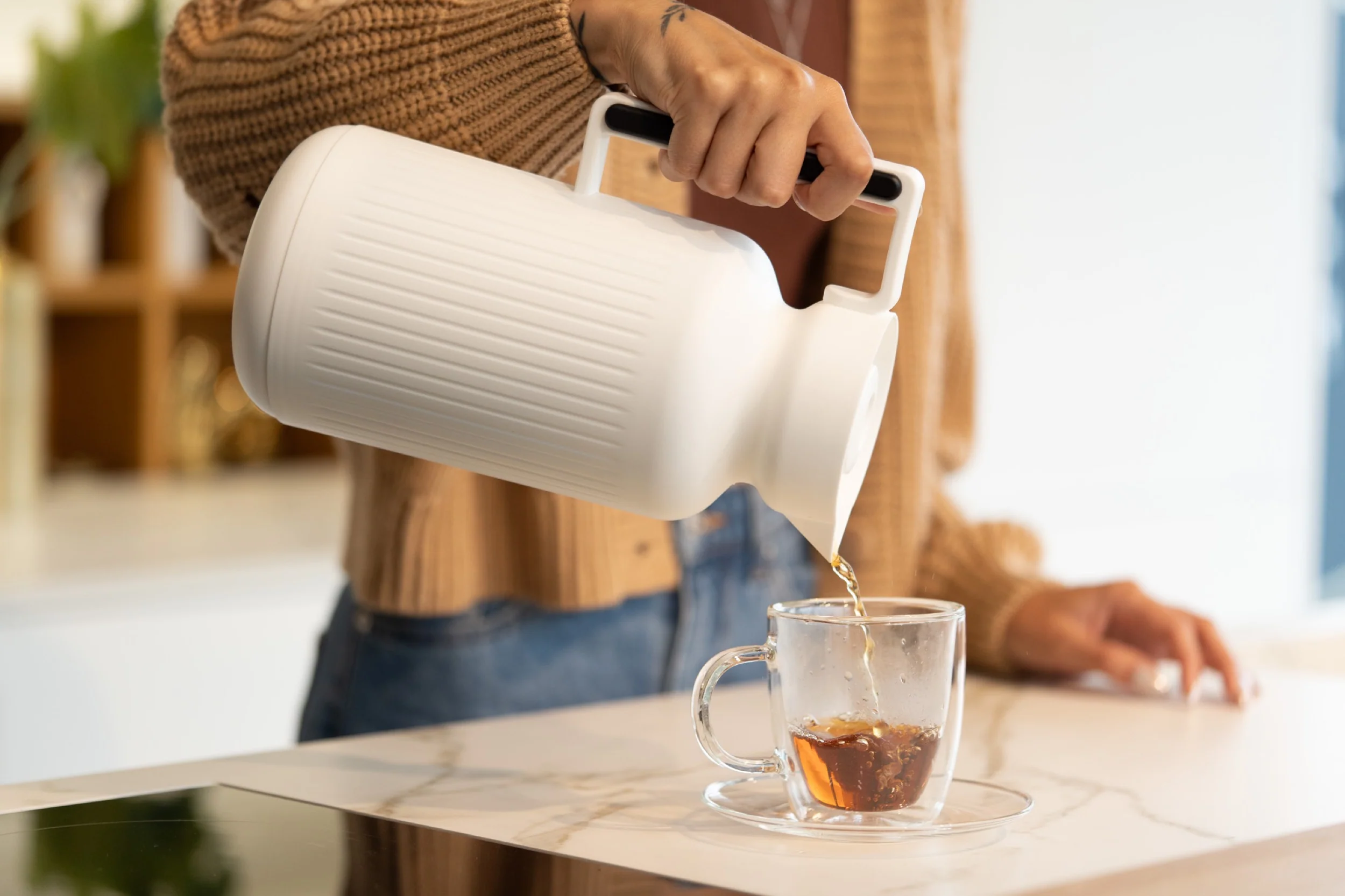Termos z wkładem szklanym Lungo 1L biały - Image 5