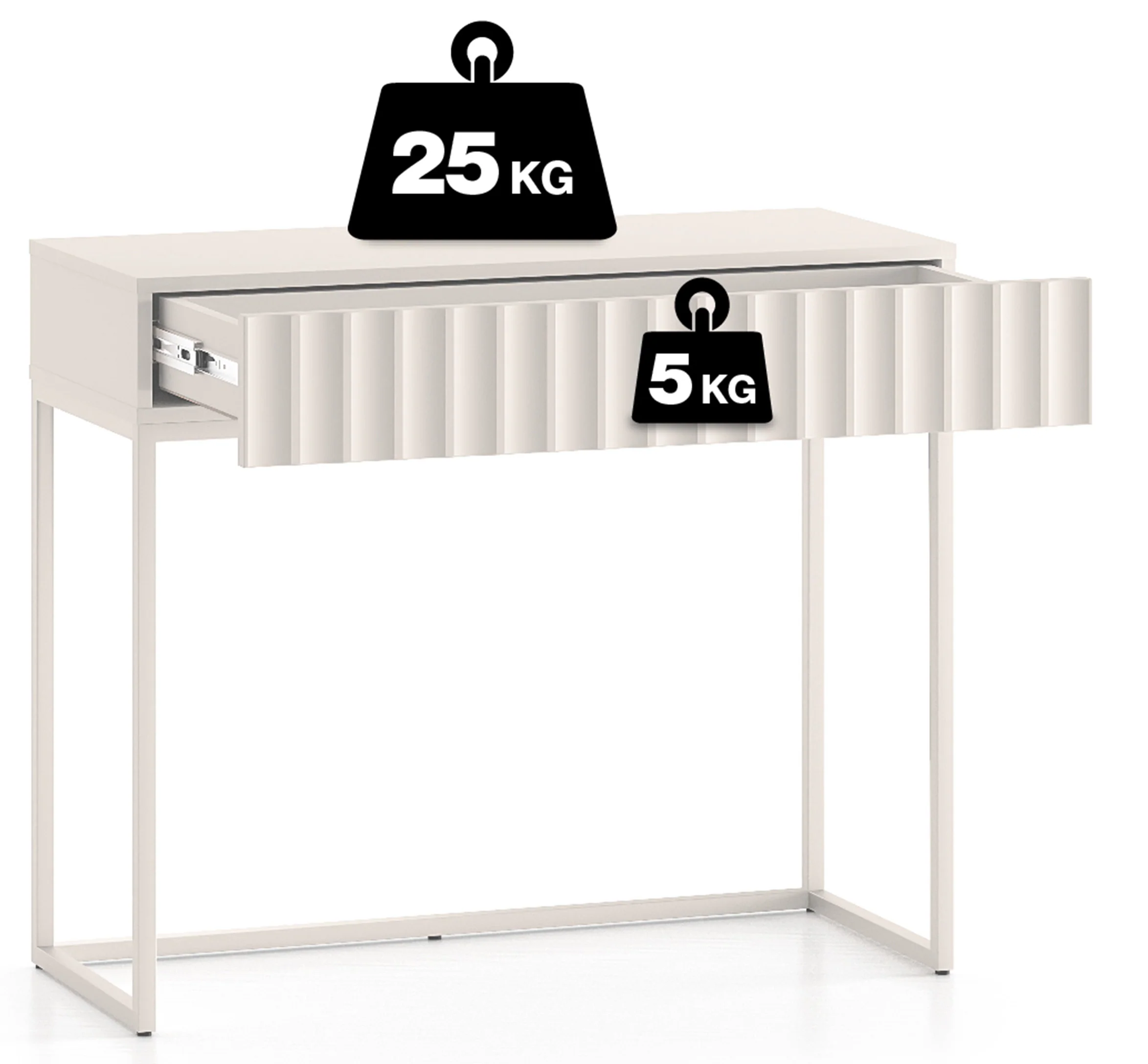 Toaletka Derriva z szufladą i ryflowanymi frontami 91 cm kaszmir - Image 10