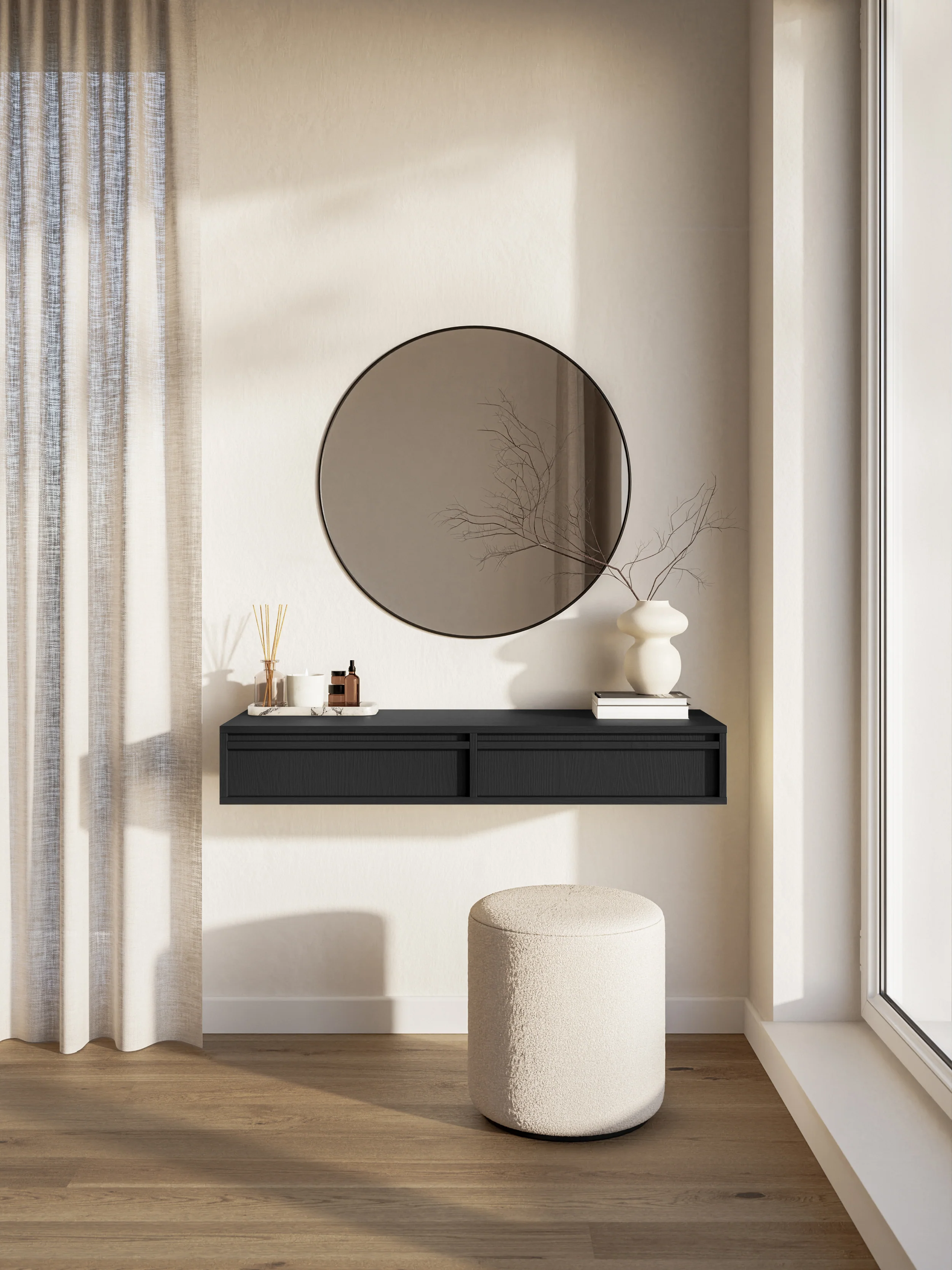 Toaletka Evo z szufladami wisząca 110 cm Czarna - Image 2