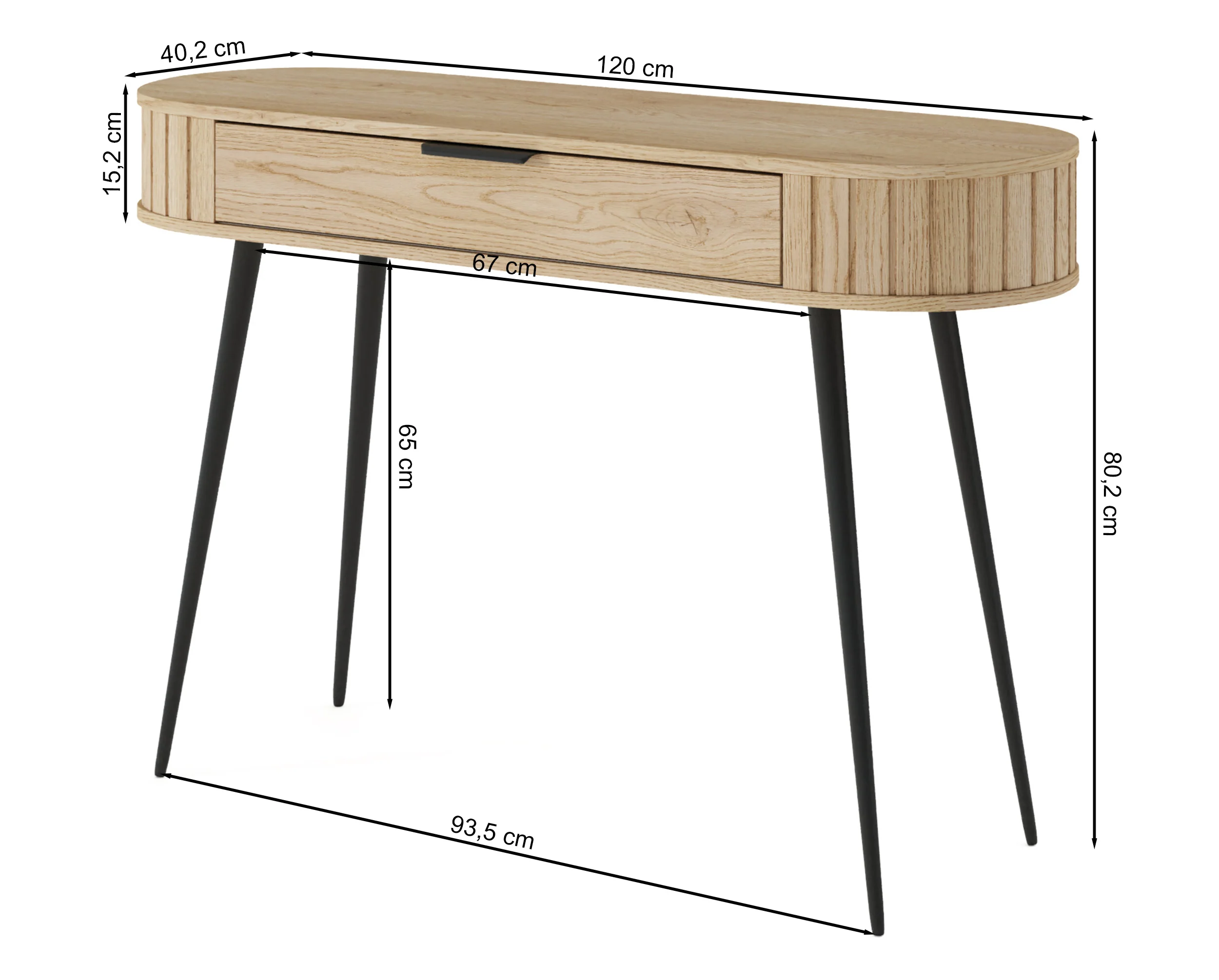 Toaletka Lovi z szufladą i ryflowaniem 120 cm dąb cremona - Image 8