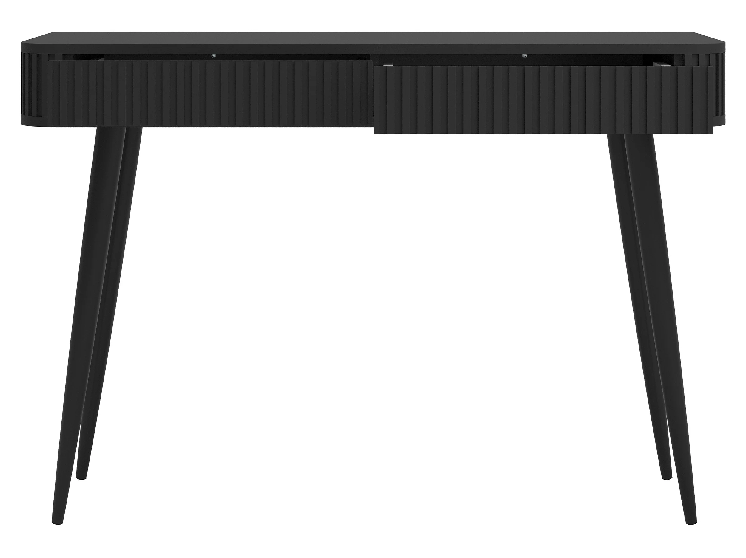Toaletka Ovarlo z ryflami i dwiema szufladami 113 cm czarna z czarnymi nogami - Image 3