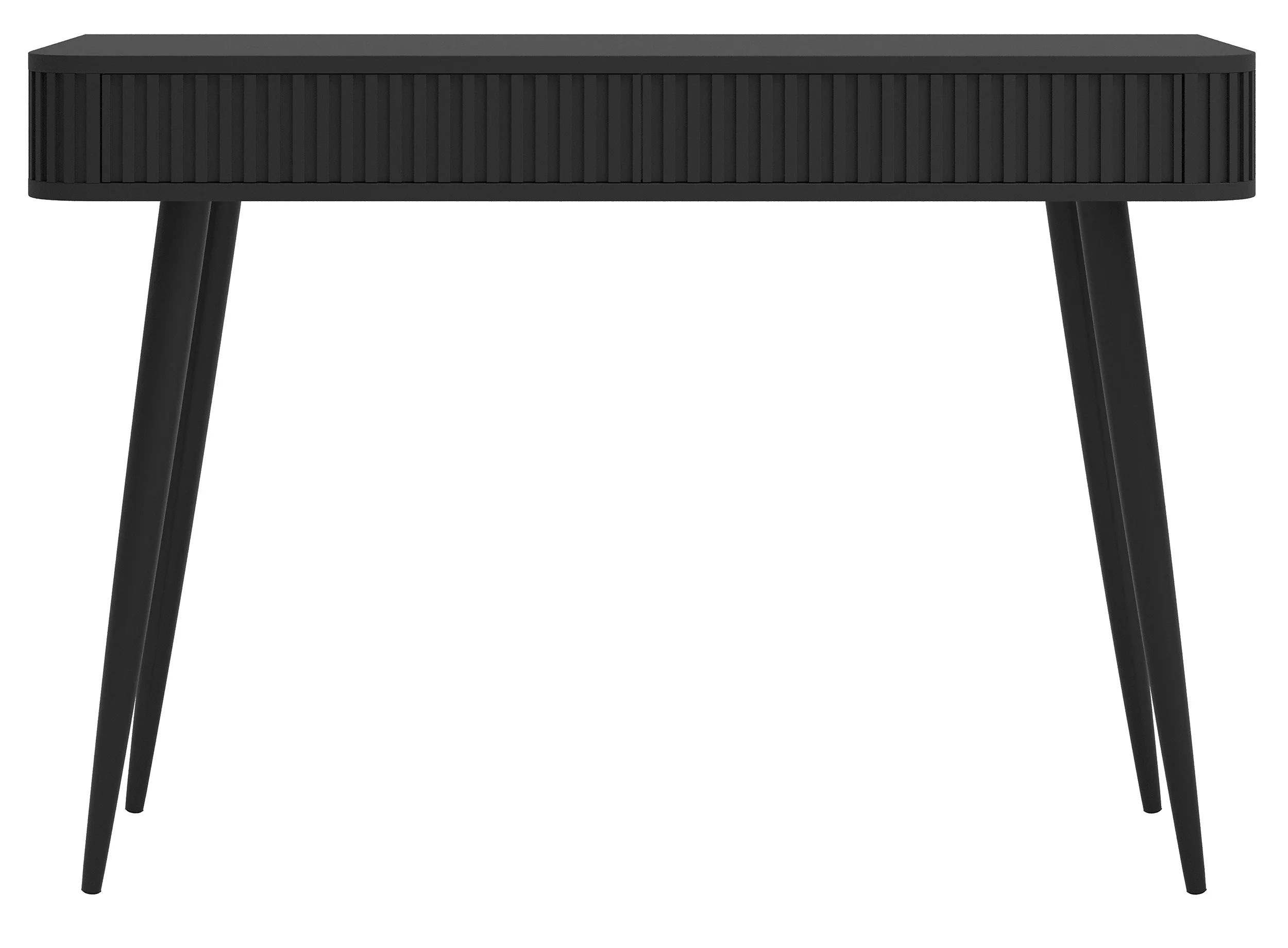 Toaletka Ovarlo z ryflami i dwiema szufladami 113 cm czarna z czarnymi nogami - Image 5