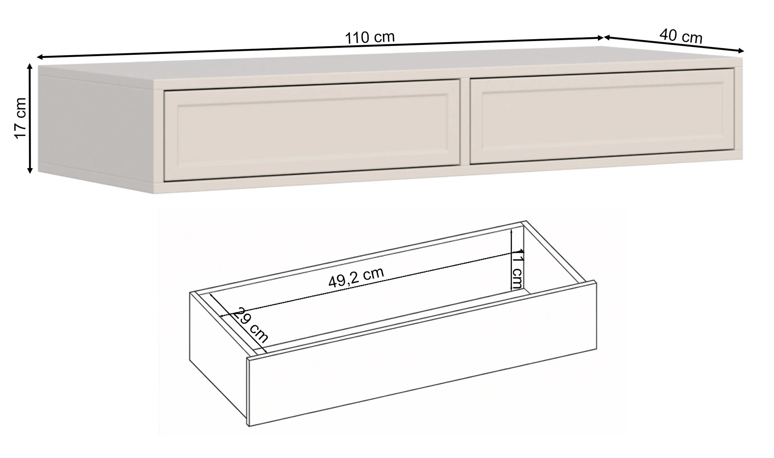 Toaletka Velveto z dwiema szufladami 110 cm kaszmir - Image 6