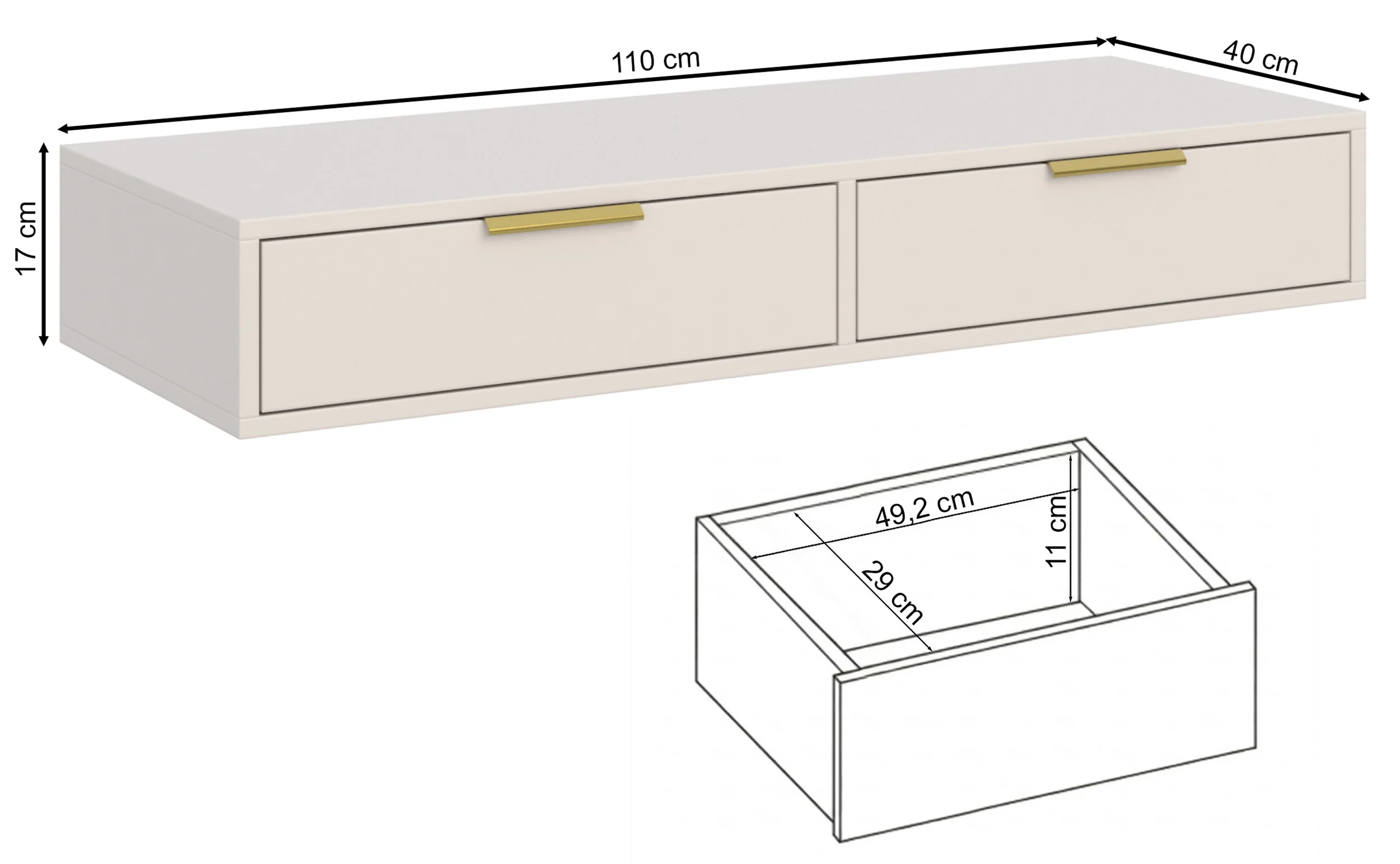 Toaletka Vena z dwiema szufladami 110 cm czarny - Image 7
