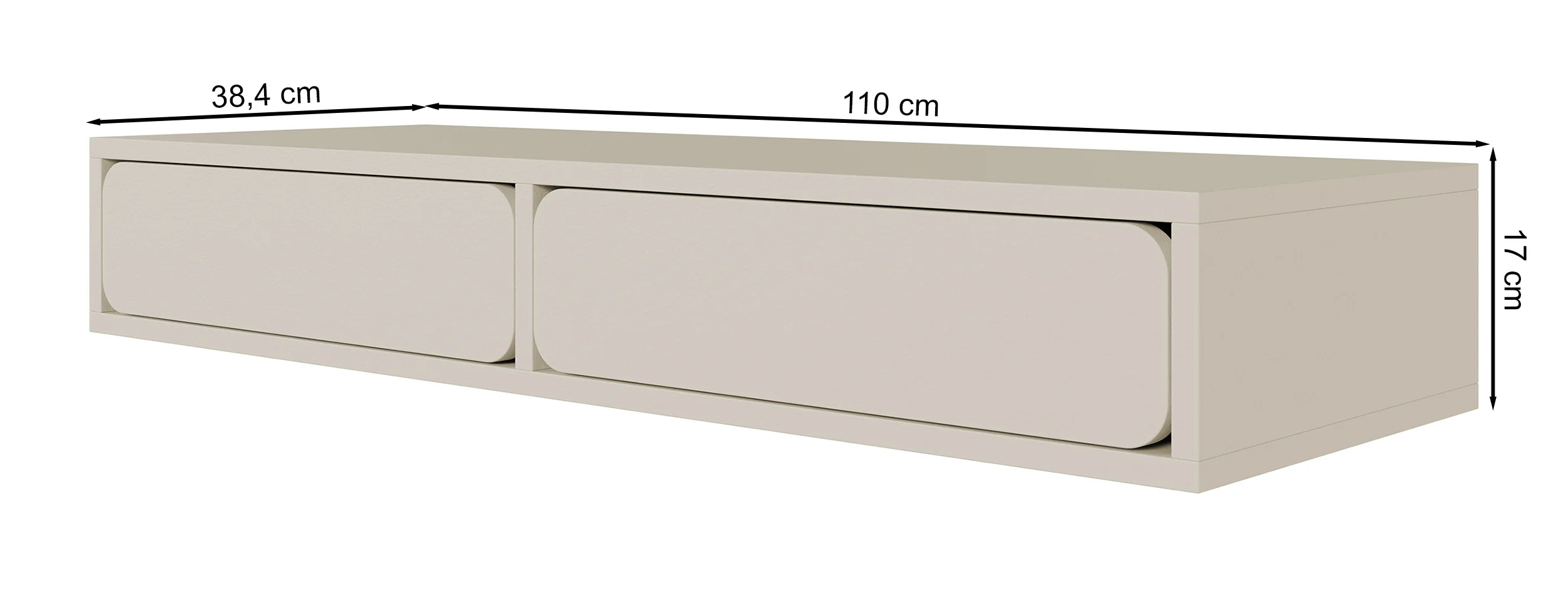 Toaletka wisząca Wuwu z dwiema szufladami 110 cm szarobeżowa - Image 8