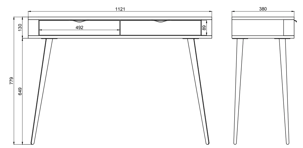 Toaletka z szufladami Oval 112 cm Biała - Image 11