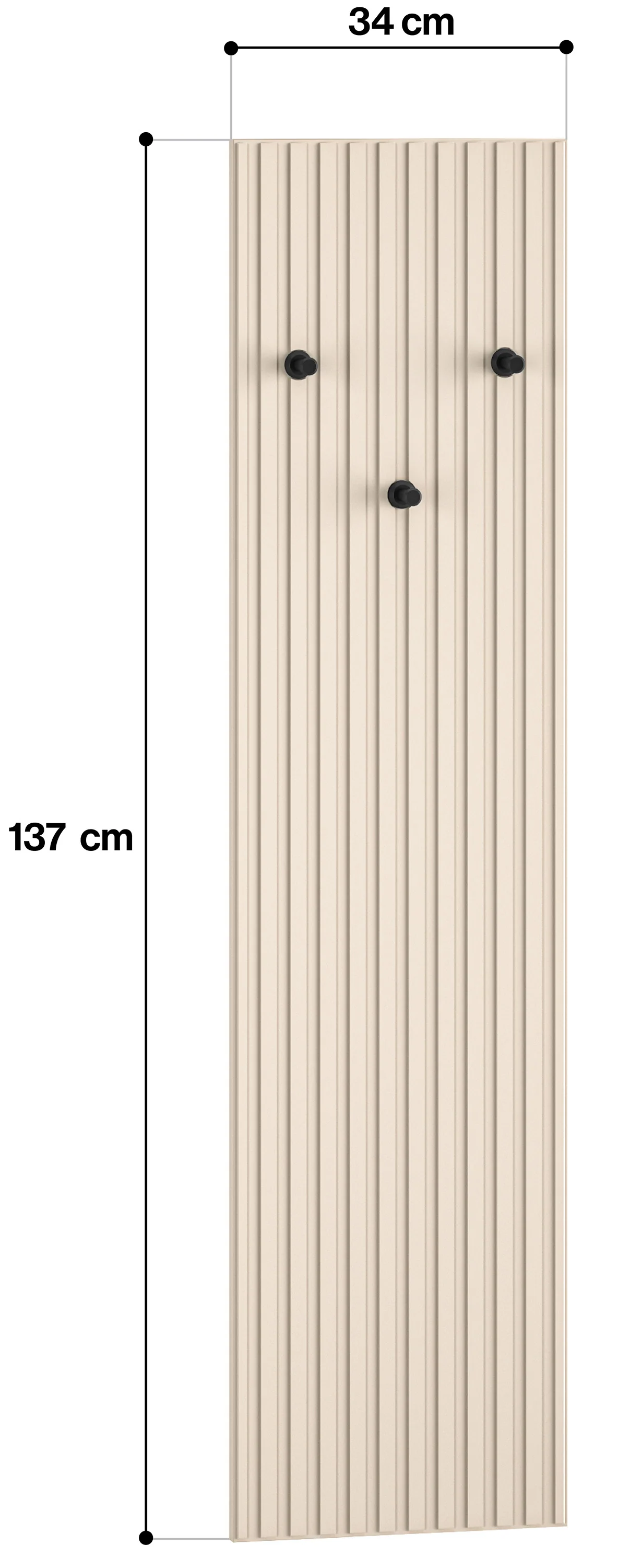 Wieszak ścienny Caletto 34 cm ozdobne lamele beżowy - Image 4