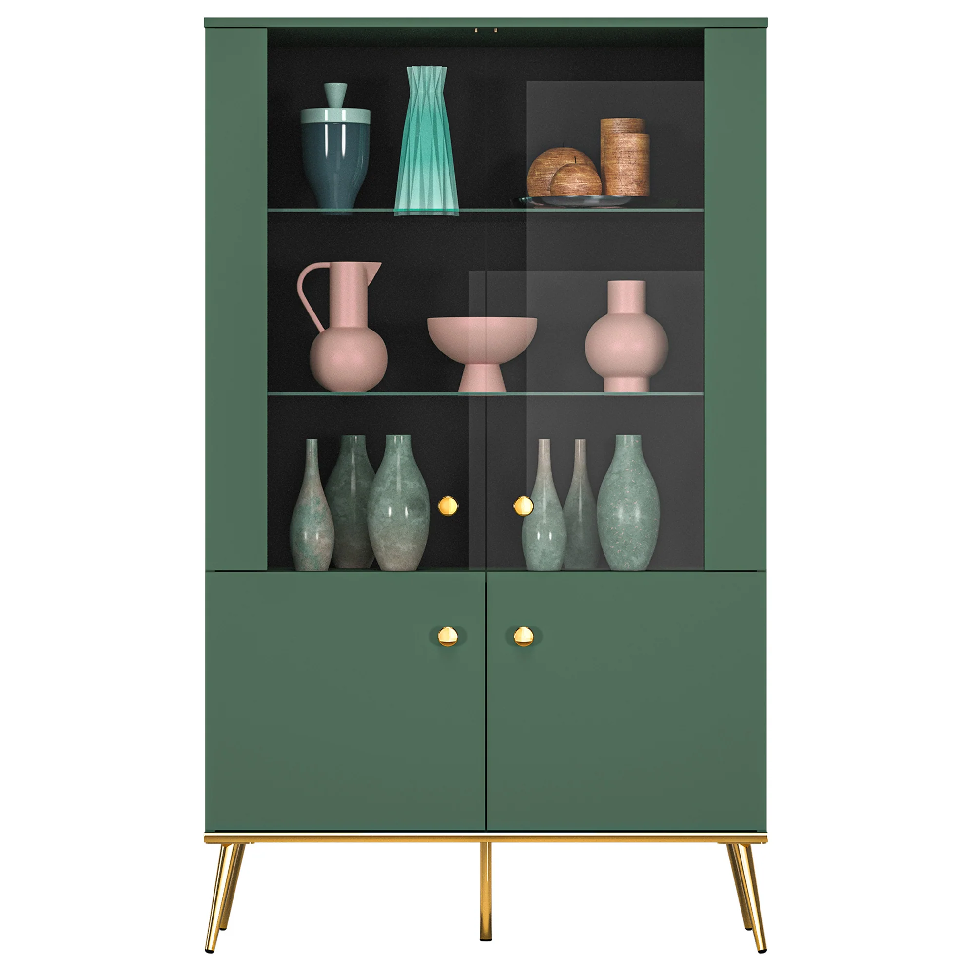 Witryna czterodrzwiowa Maturie z oświetleniem LED 92 cm Zielony - Image 4