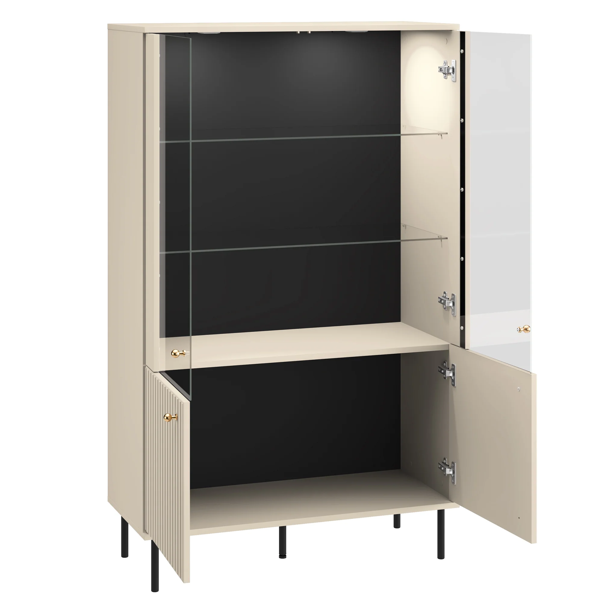 Witryna dwudrzwiowa Caletto 92 cm ozdobne lamele beżowa - Image 10