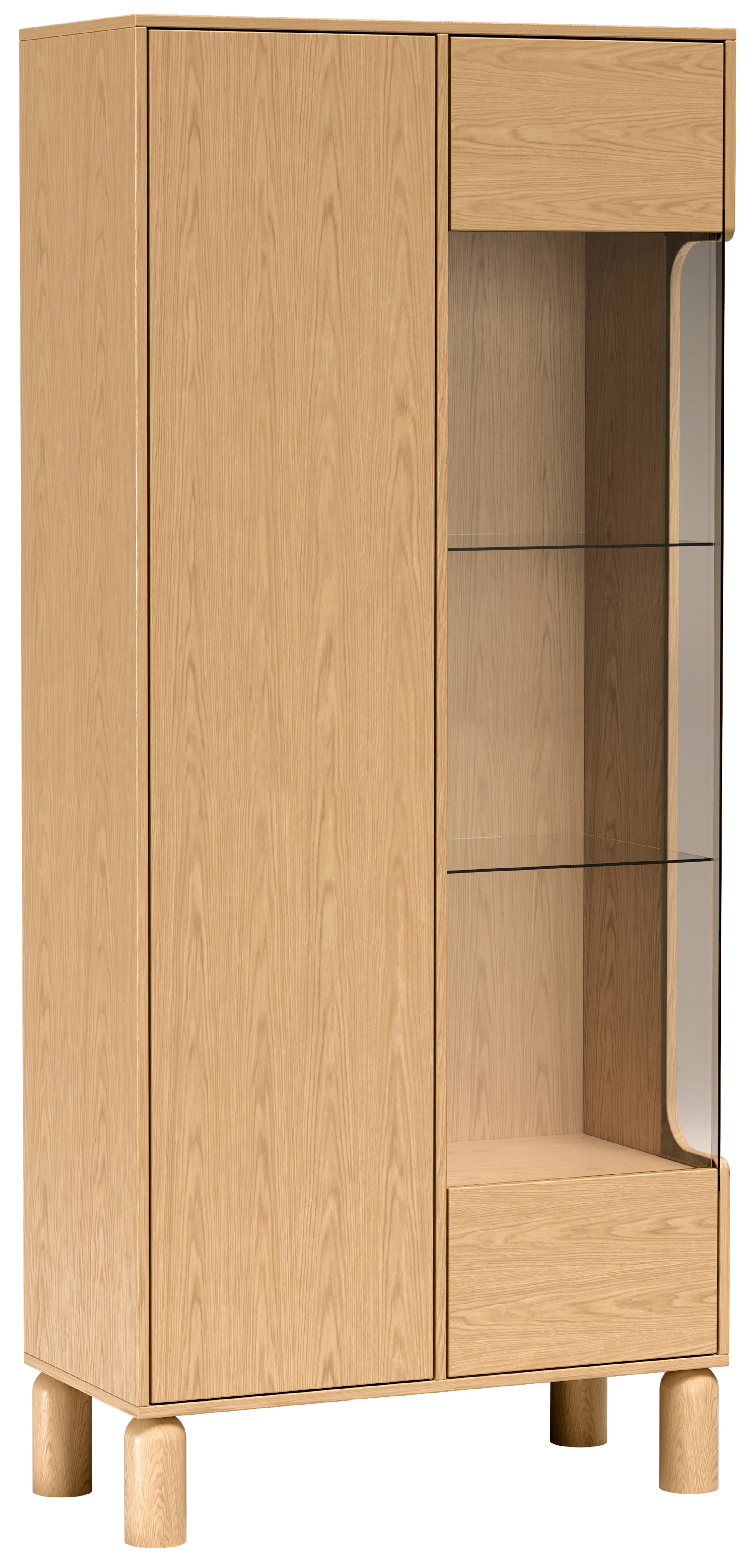 Witryna dwudrzwiowa Sanden wysoka z oświetleniem LED 89 cm dąb bookmatch - Image 12