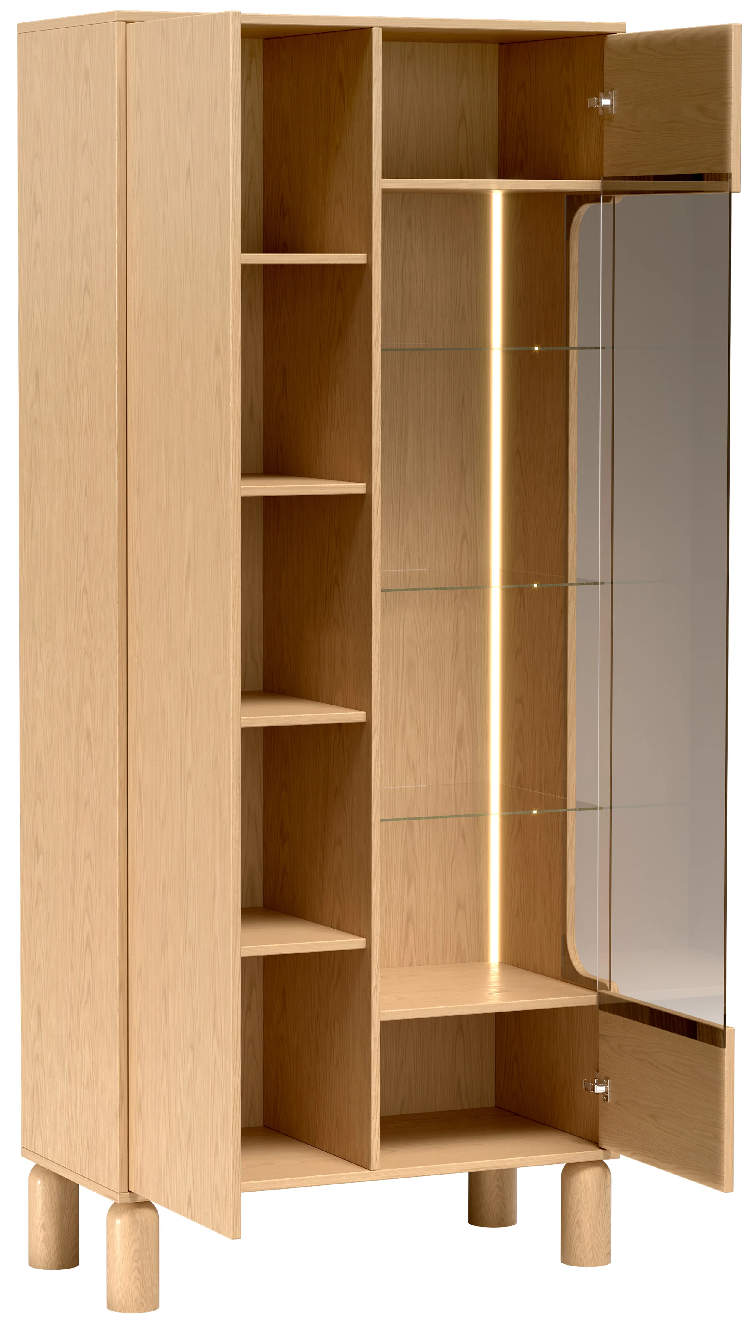 Witryna dwudrzwiowa Sanden wysoka z oświetleniem LED 89 cm dąb bookmatch - Image 13