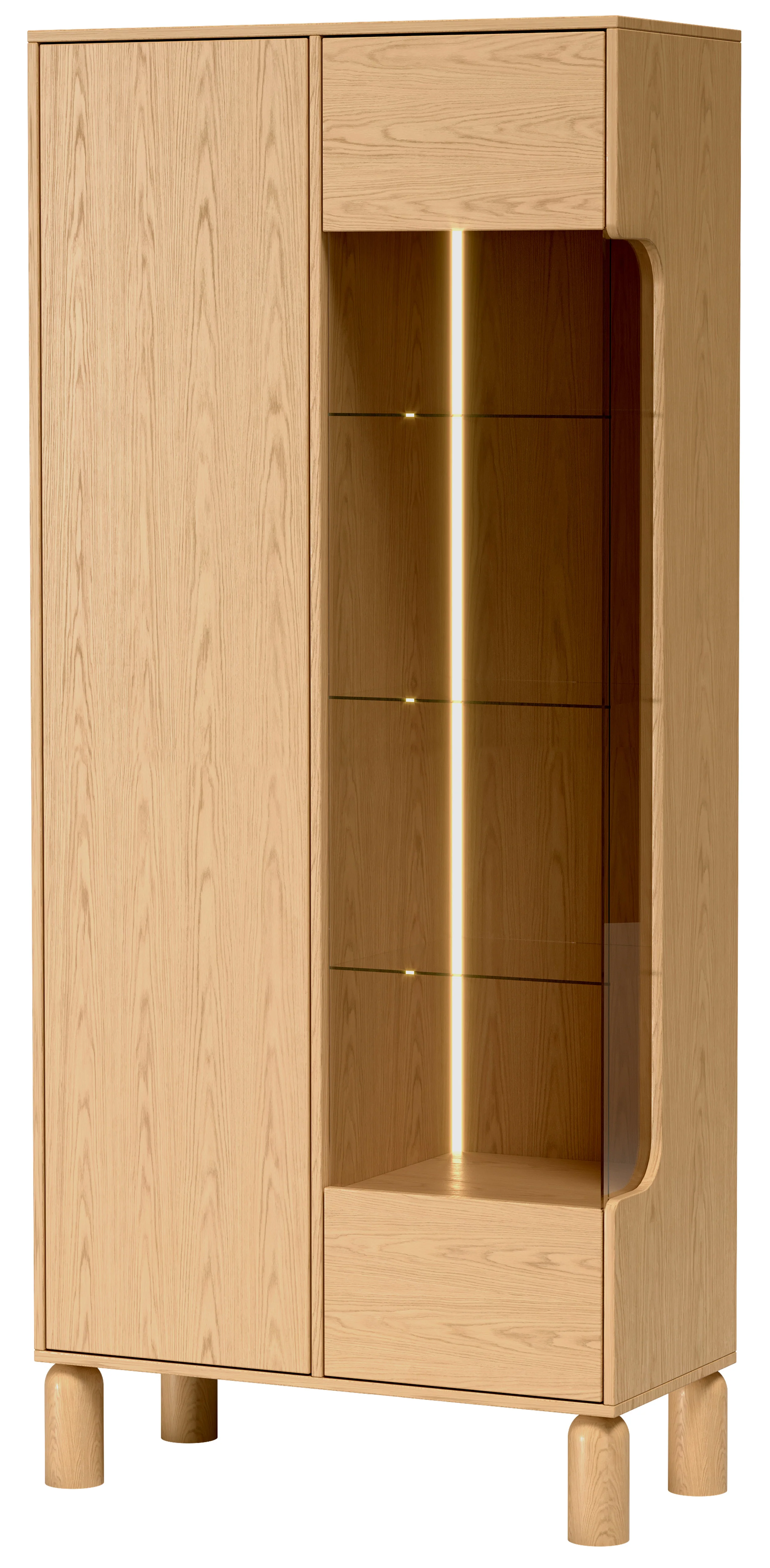 Witryna dwudrzwiowa Sanden wysoka z oświetleniem LED 89 cm dąb bookmatch - Image 15