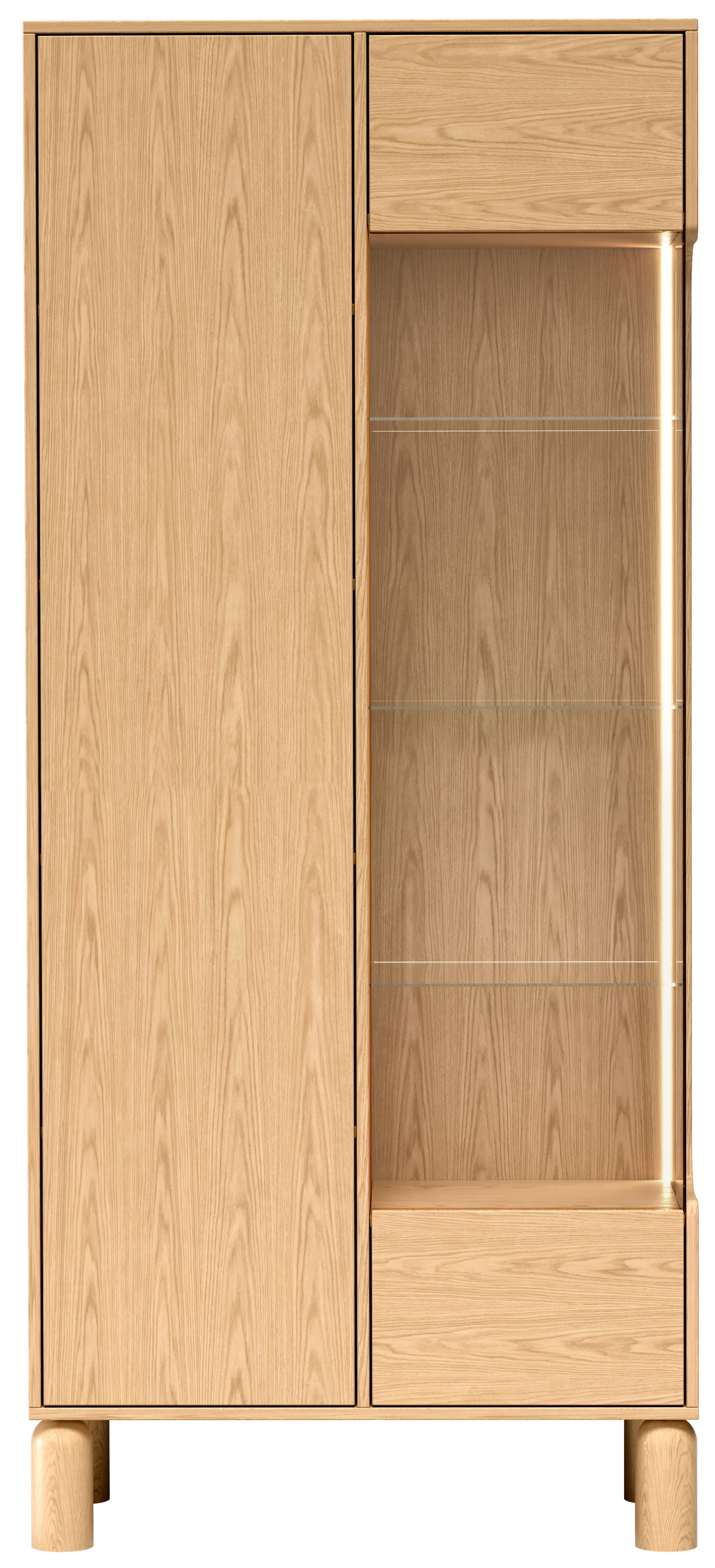 Witryna dwudrzwiowa Sanden wysoka z oświetleniem LED 89 cm dąb bookmatch - Image 7