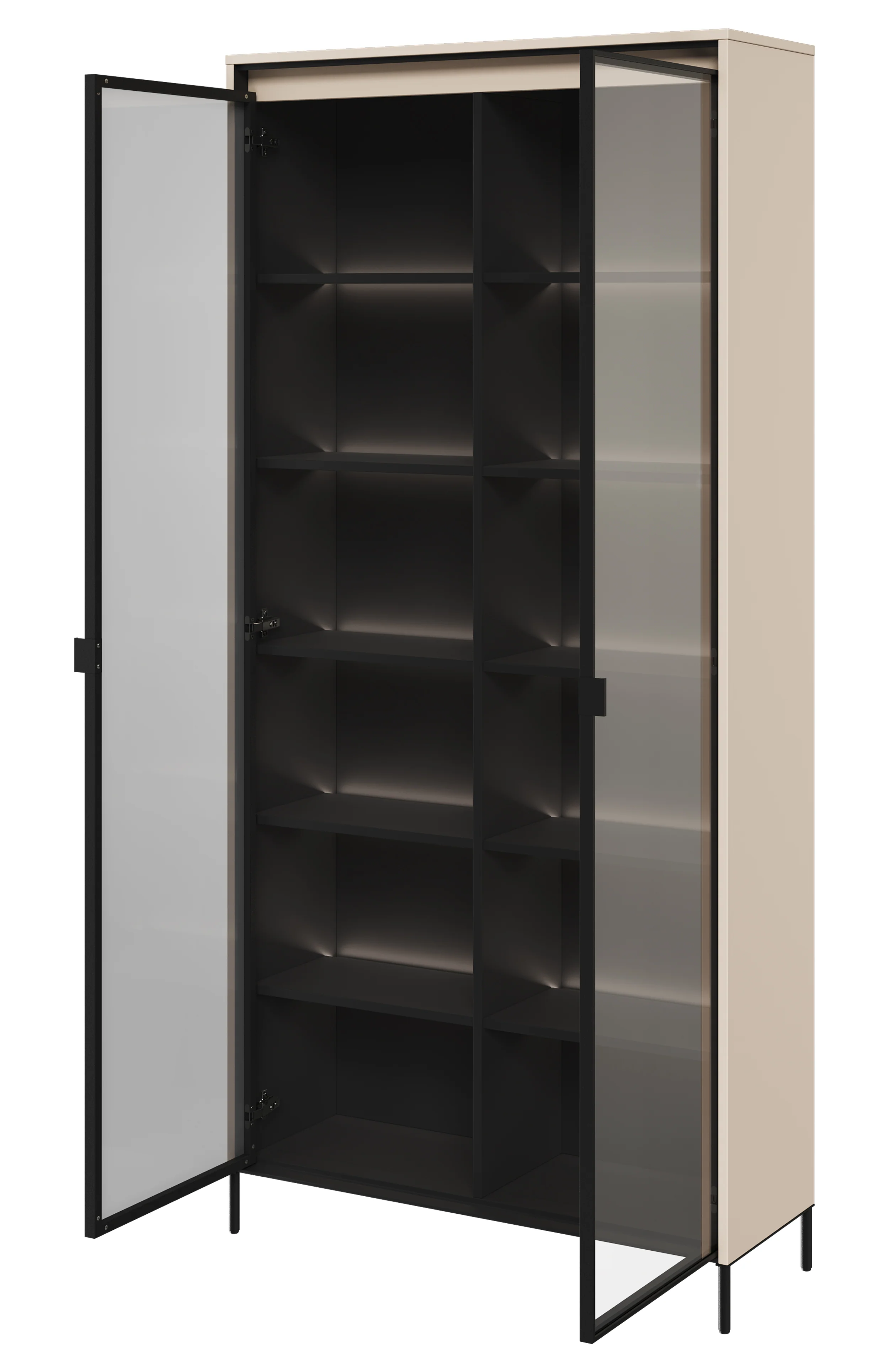 Witryna dwudrzwiowa Trend 92 cm z LED Beżowa - Image 4