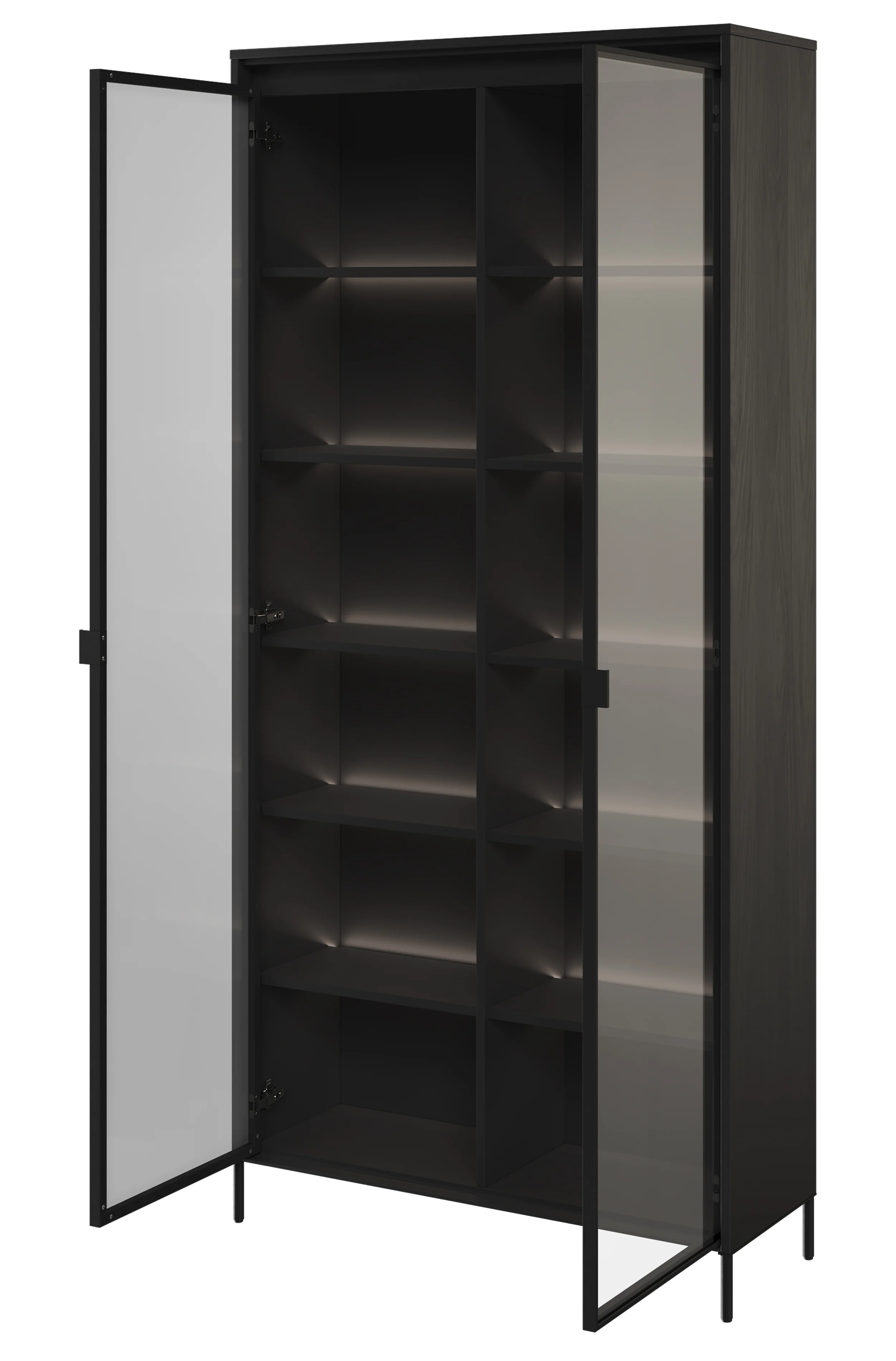 Witryna dwudrzwiowa Trend 92 cm z LED Czarna - Image 3